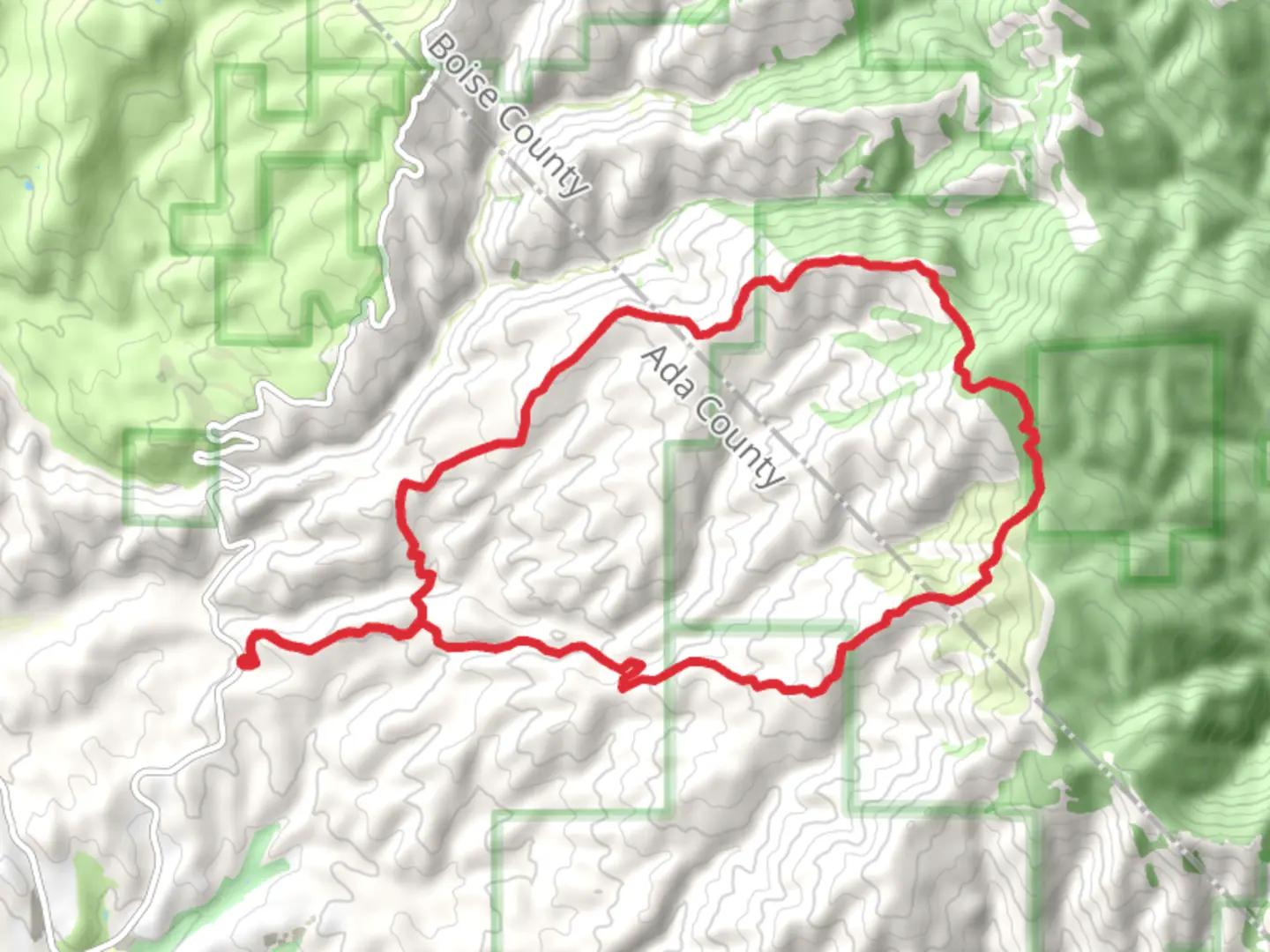 An image depicting the trail Eagleson Summit via Corrals Loop and its surrounding area.