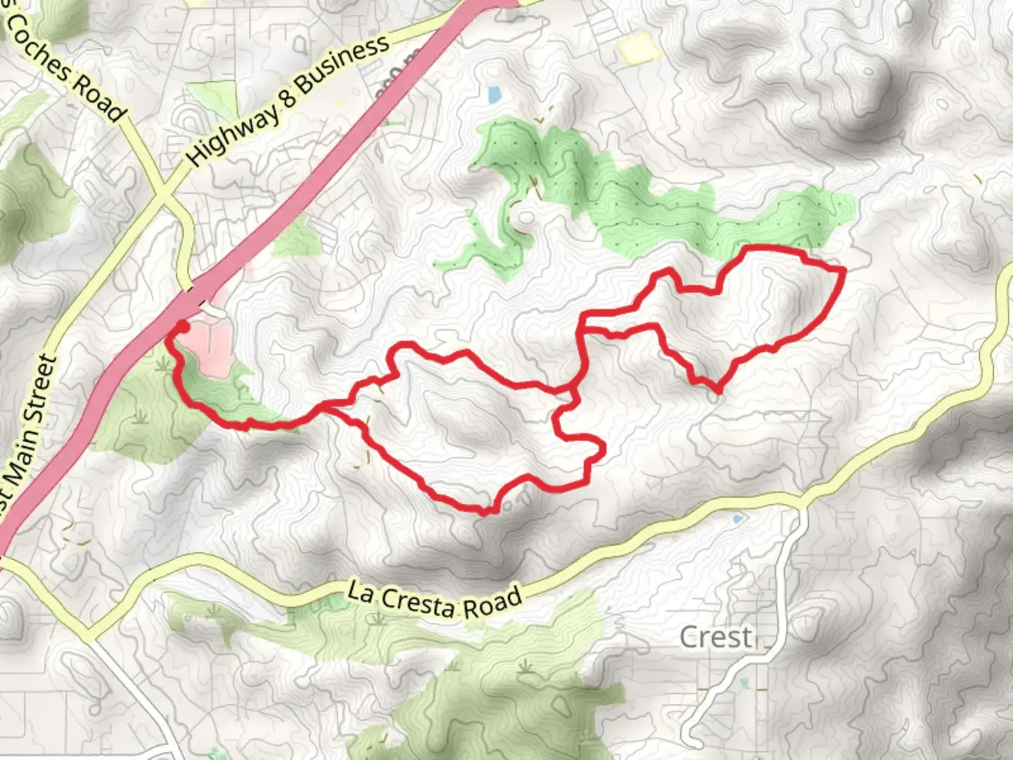 An image depicting the trail Valley View and Lake View Lane Loop and its surrounding area.