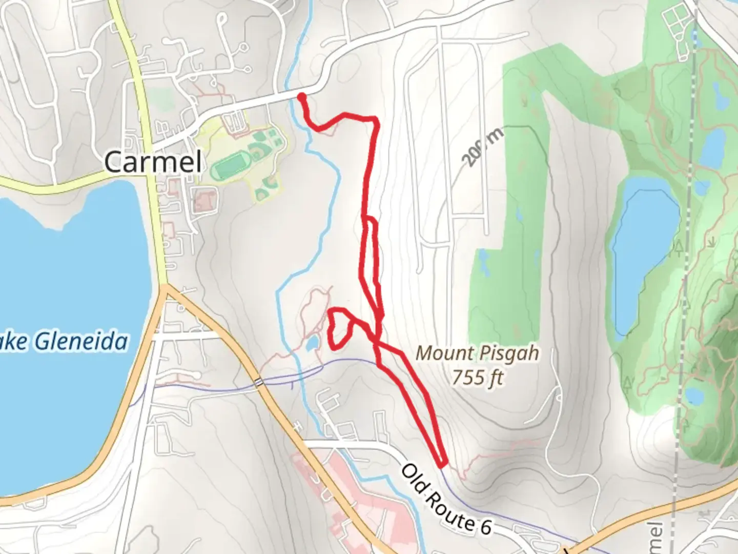 An image depicting the trail Mount Pisgah Loop from Fair Street and its surrounding area.