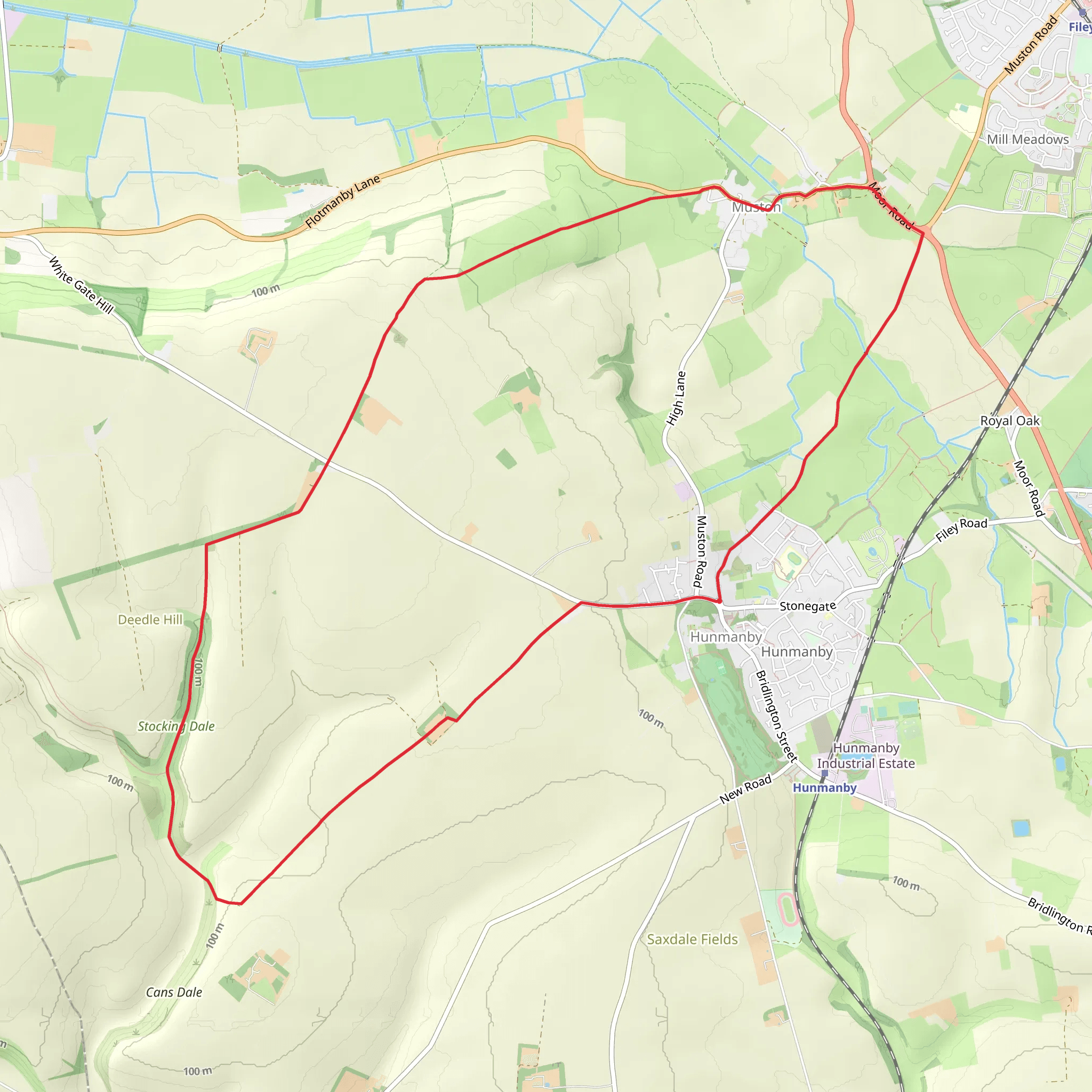 Stockingdale and Muston from Hunmanby mobile static map