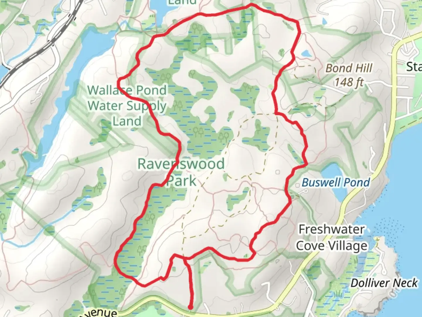 An image depicting the trail Fernwood Lake Trail and Magnolia Swamp Trail Loop and its surrounding area.