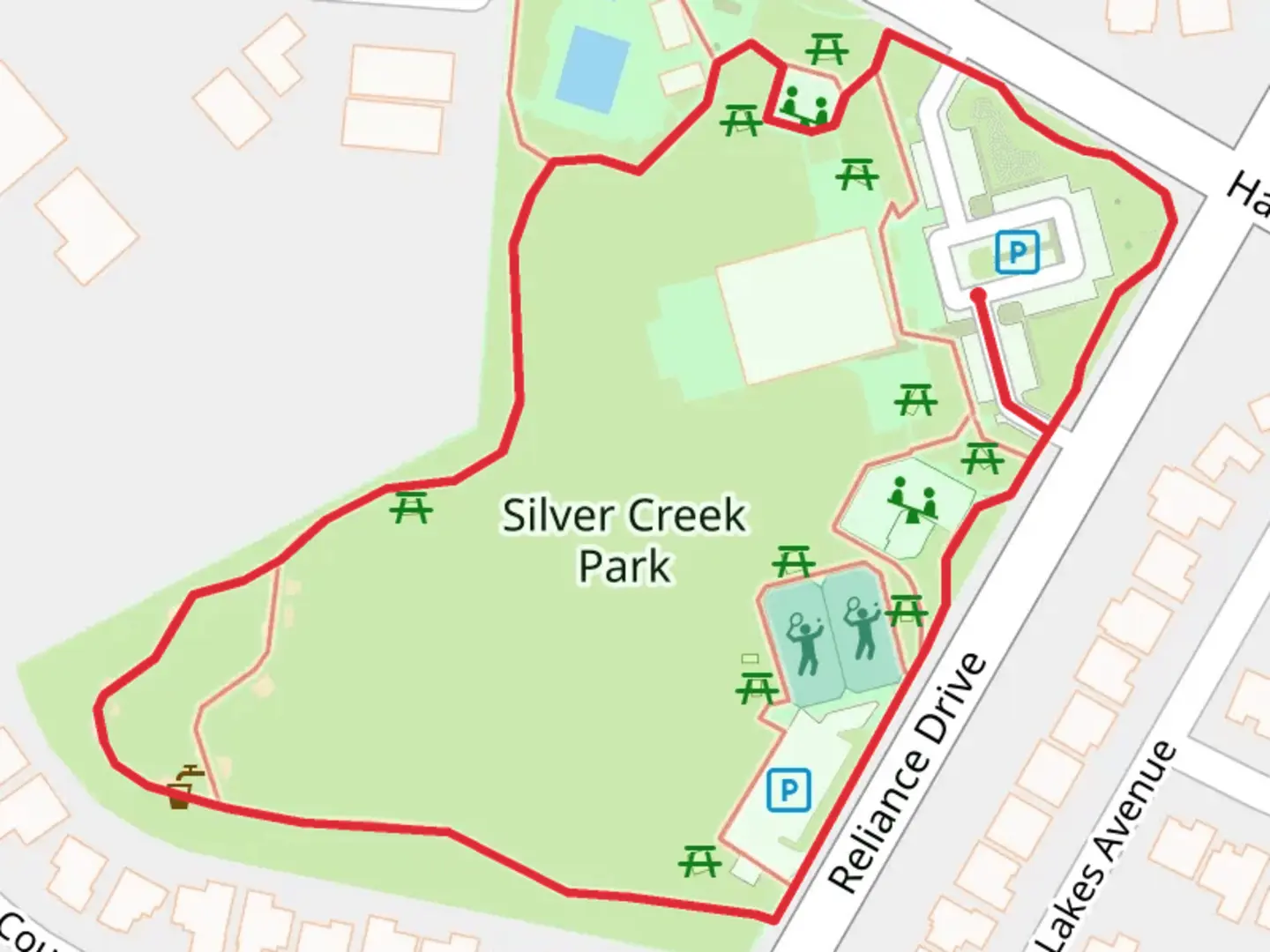 An image depicting the trail Silver Creek Park Loop and its surrounding area.