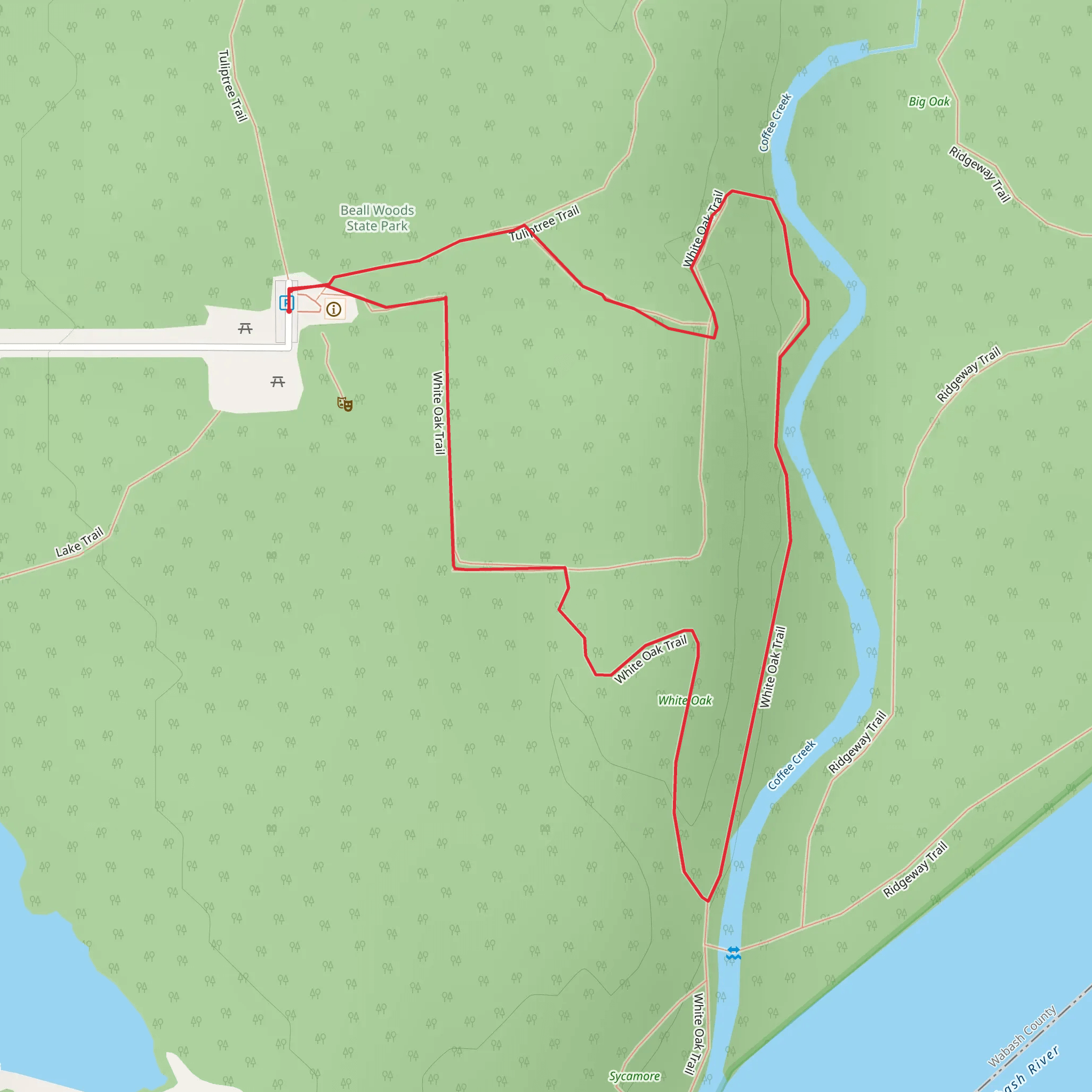 White Oak Trail and Tuliptree Trail mobile static map