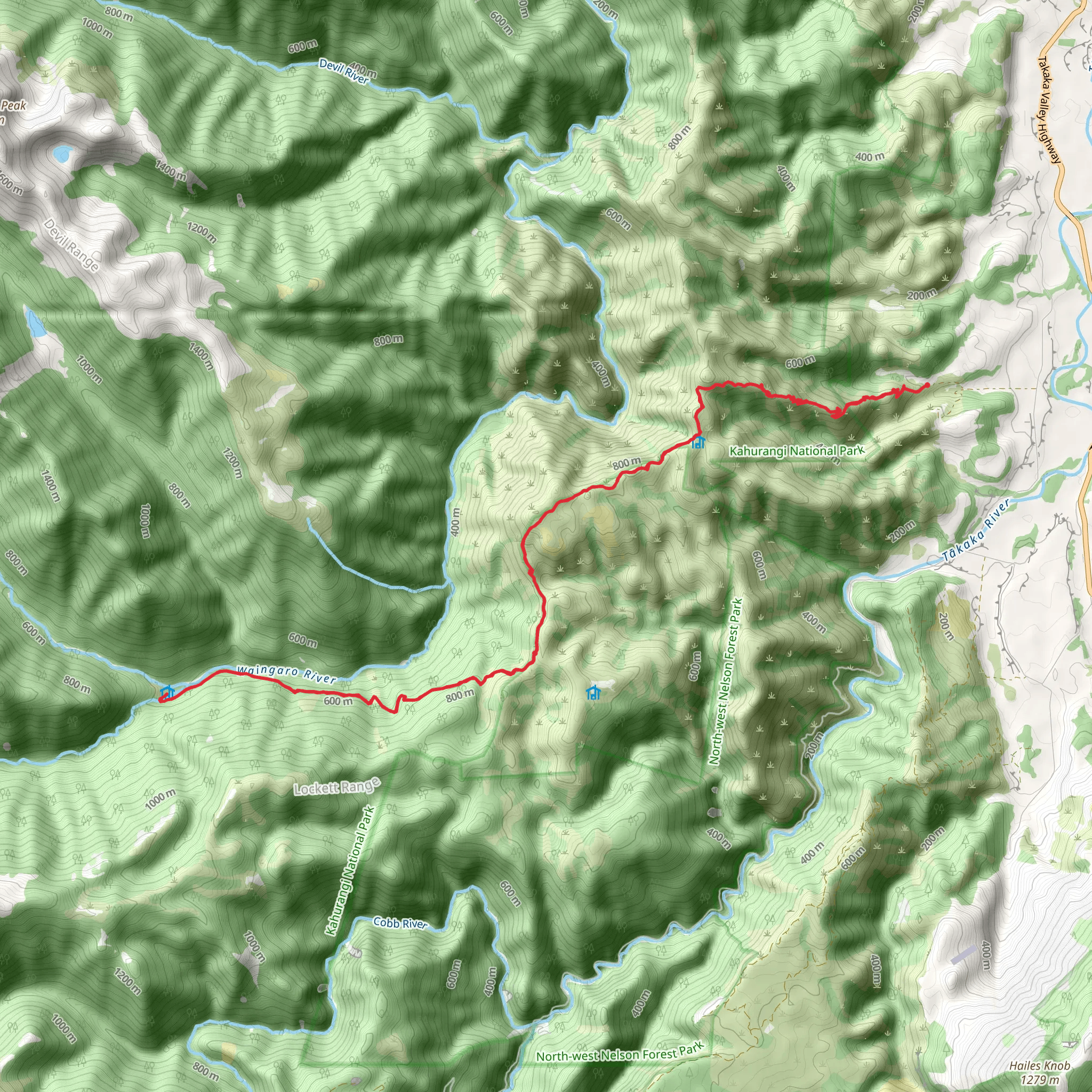 Anatoki Track - Road End Hut to Waingaro Forks Hut mobile static map