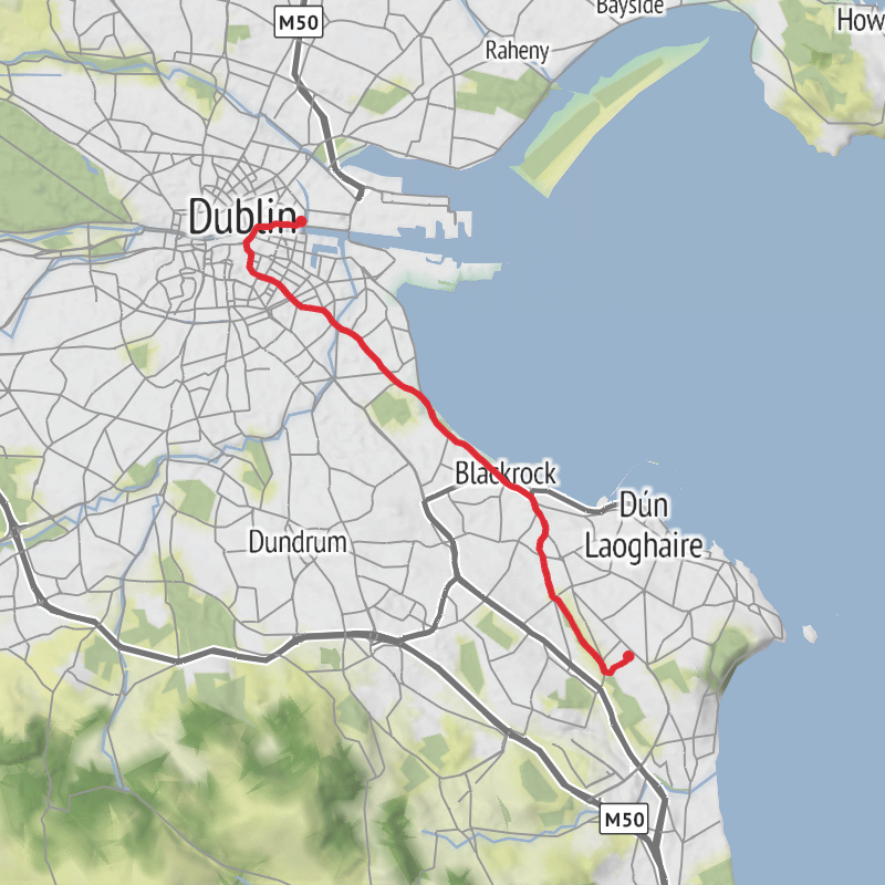 A map preview of the recording County Dublin Cycling.