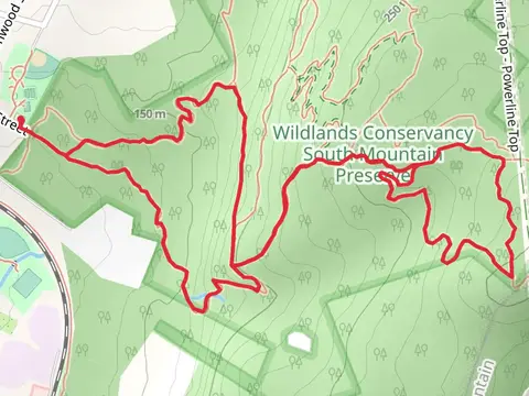 Orange - Alpine Street, Yellow Mountain Top and Blue Uplands Loop