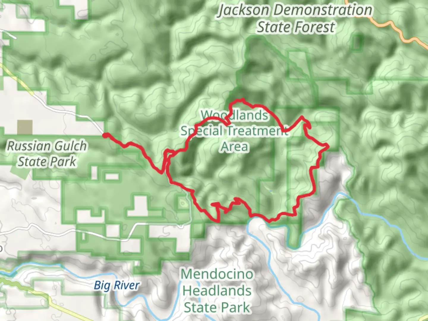 An image depicting the trail Parallel Action, Manly Gulch and Gas Cap Loop Trail and its surrounding area.