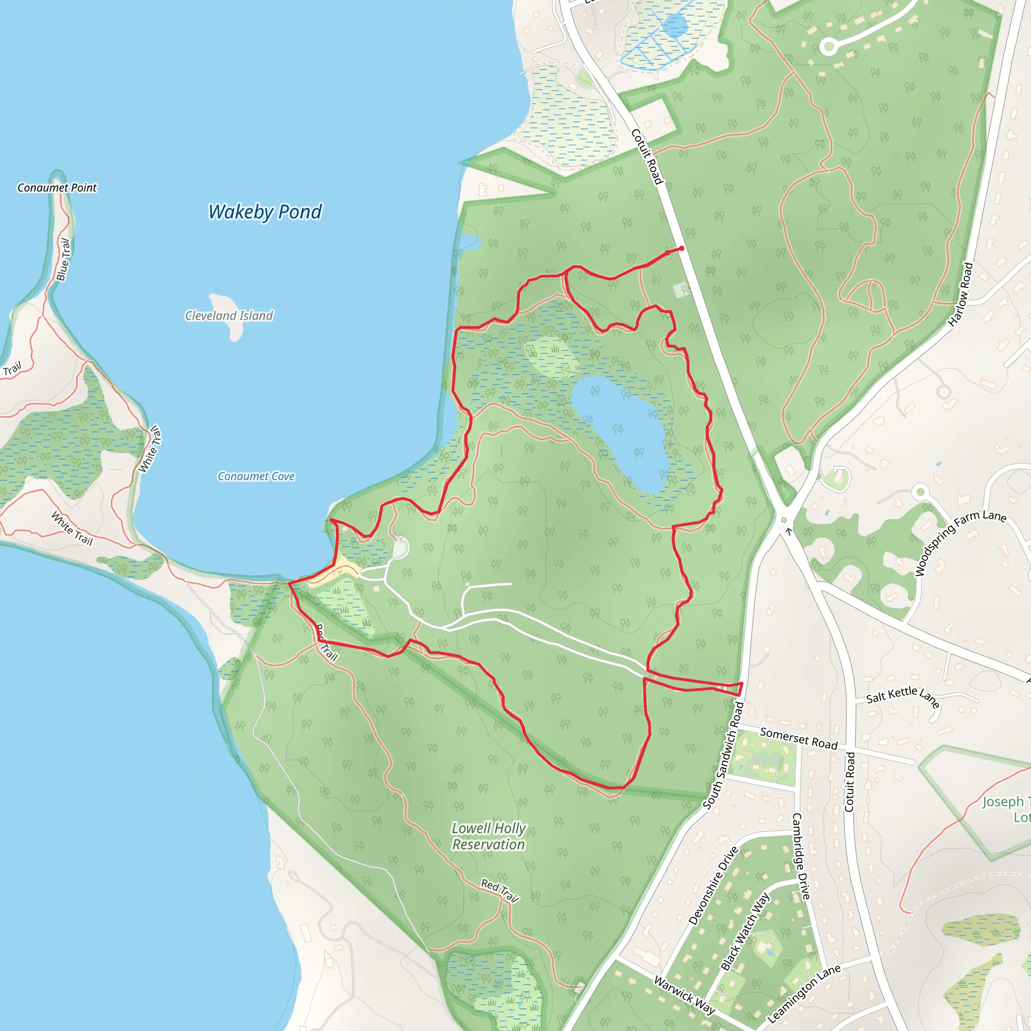 Wakeby Pond East and Lily Pond Loop Trail mobile static map