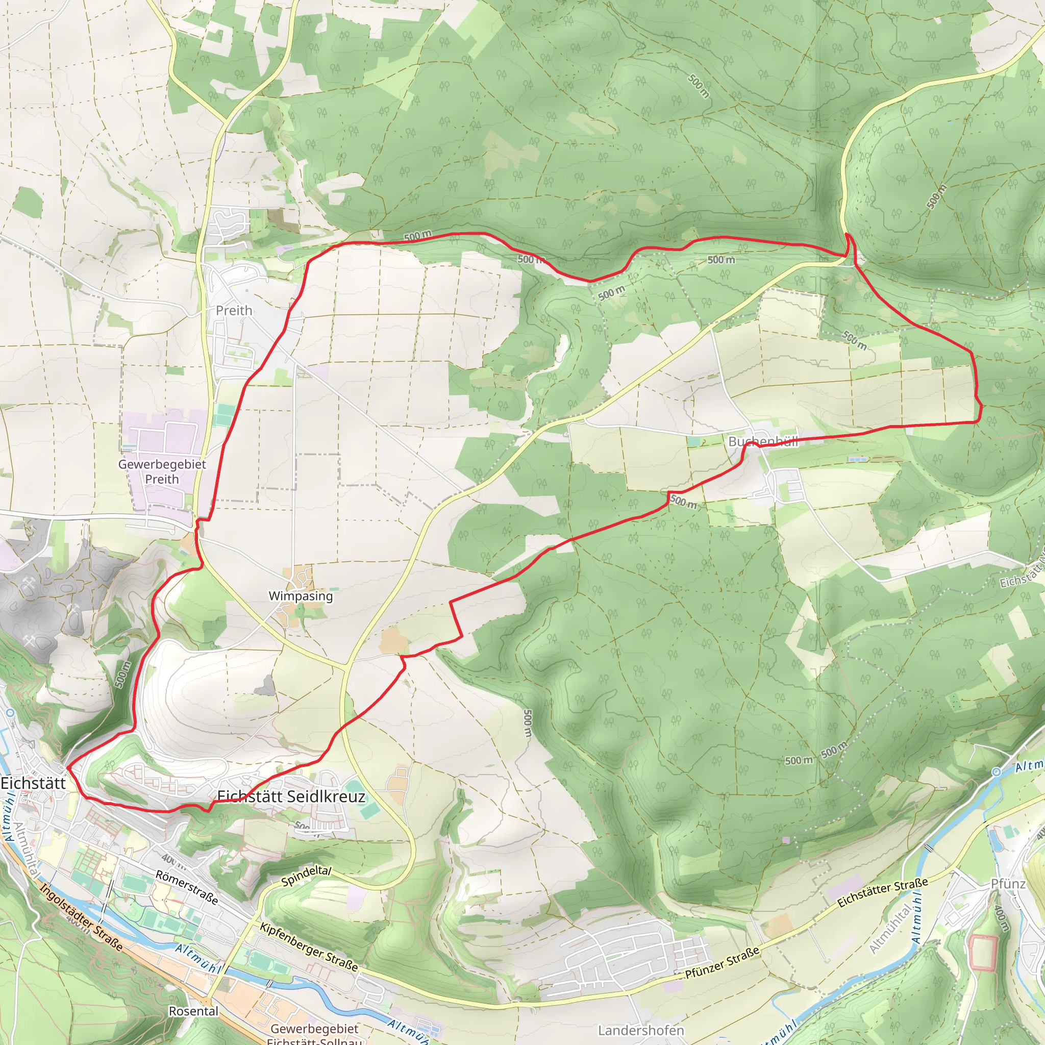 Eichstatt and Buchenhull Loop mobile static map