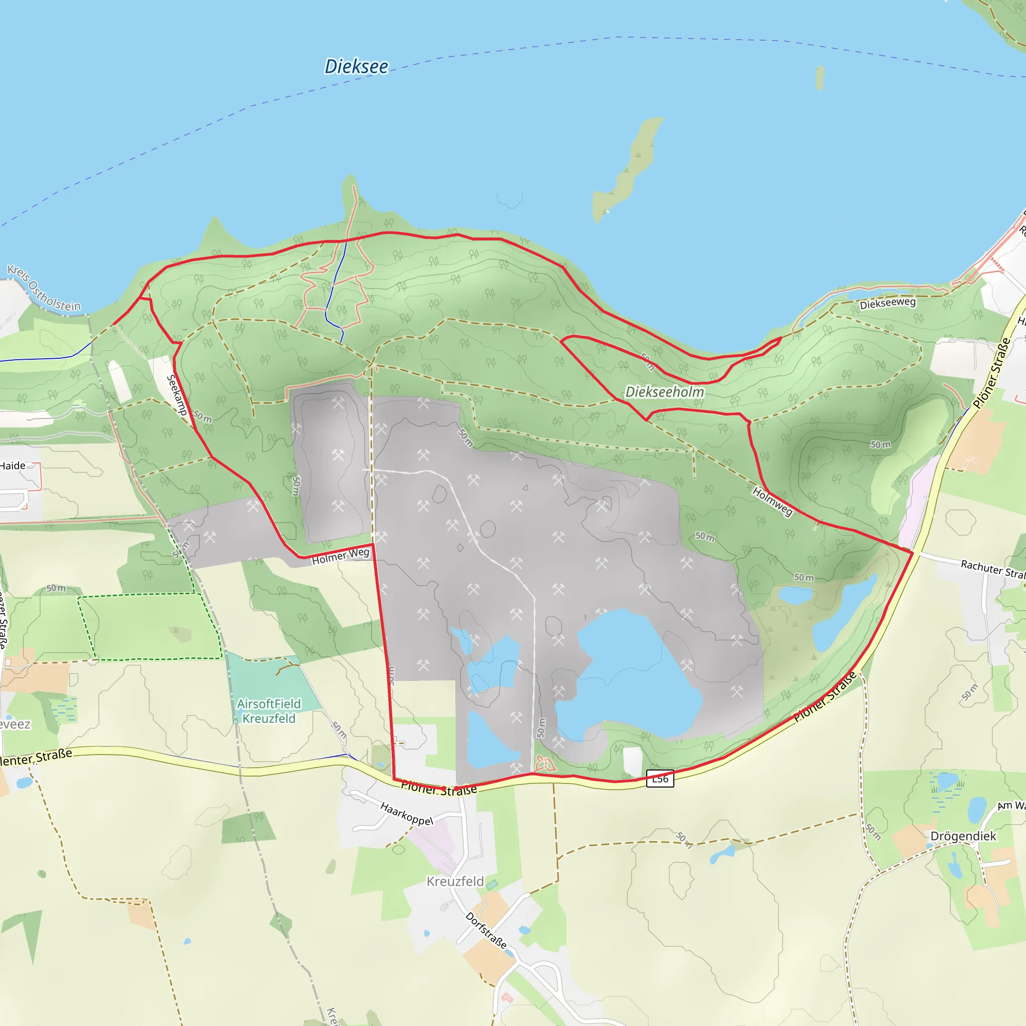 Diekseeholm via Kleine Holm Route and Holmer Weg mobile static map
