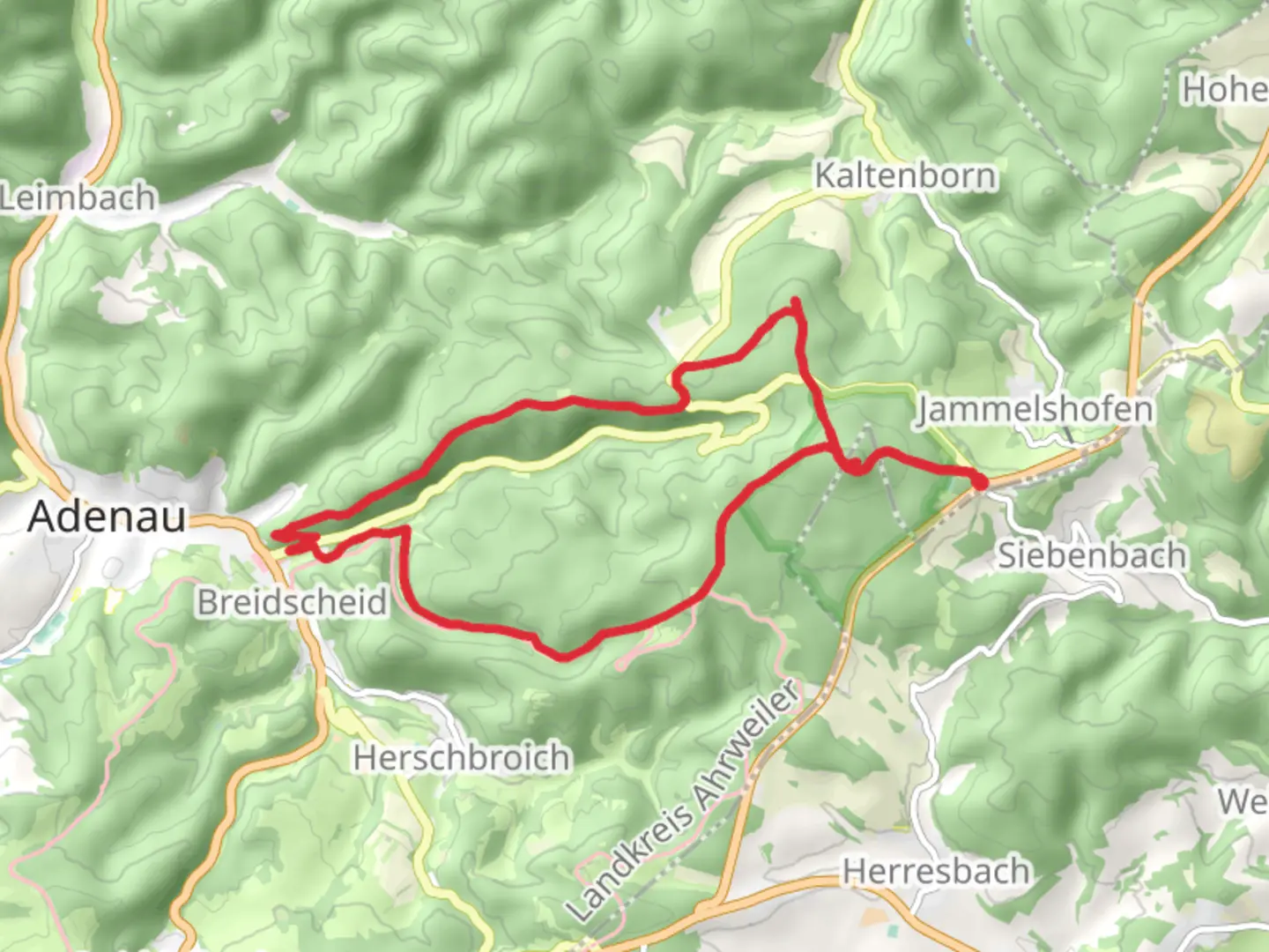 An image depicting the trail Sankt Georg and Breidscheid Loop and its surrounding area.