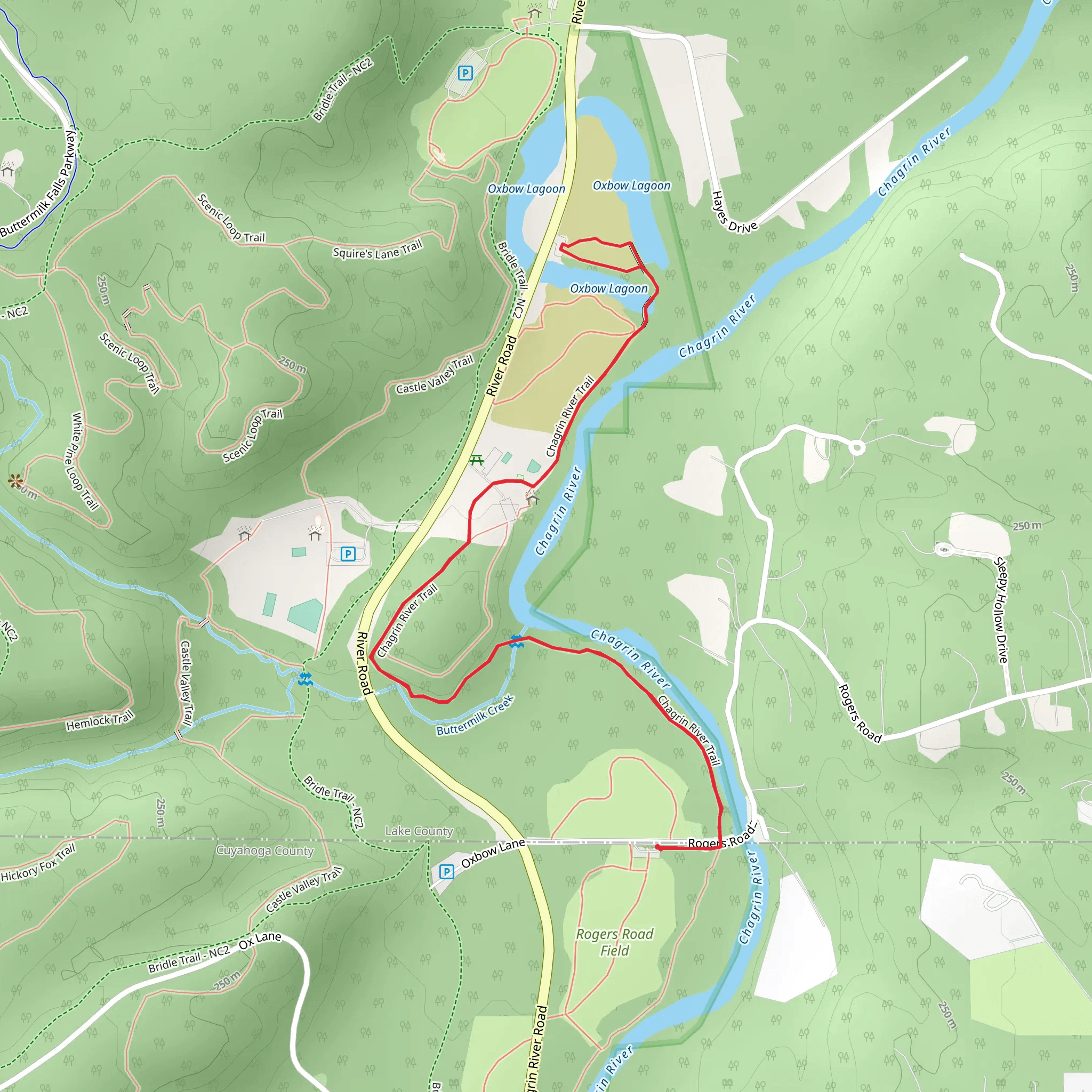 Chagrin River Trail and Lily Lagoon Loop mobile static map