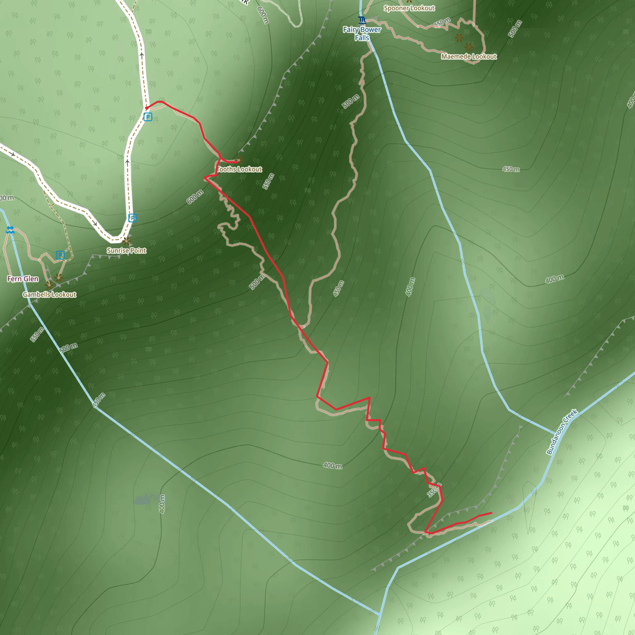 Tooth's Track to Bundanoon Creek mobile static map