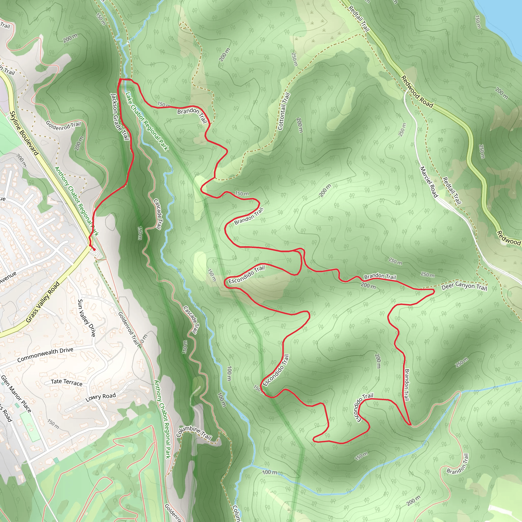 Jackson Grade, Brandon and Escondido Loop Trail mobile static map