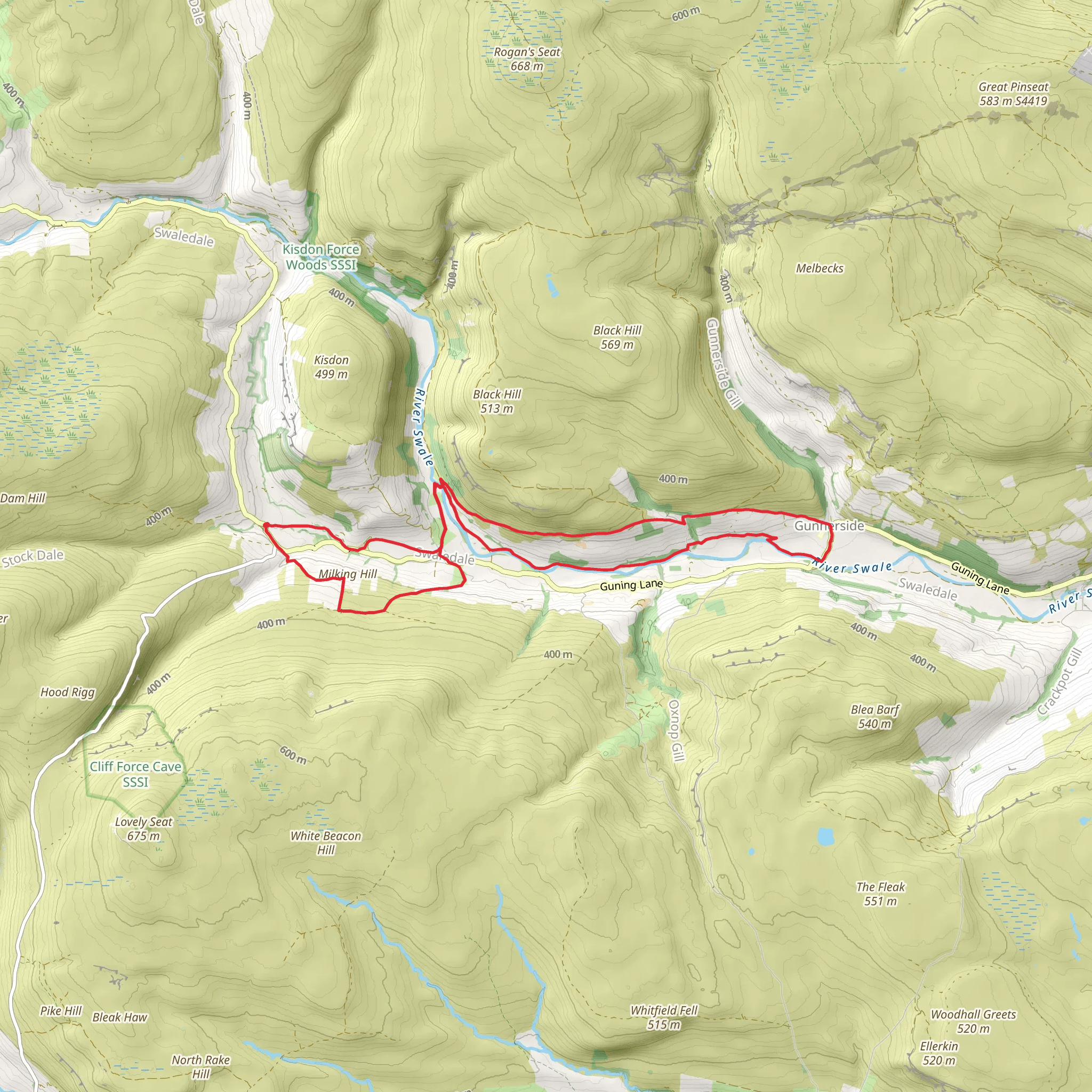 Milking Hill and River Swale mobile static map