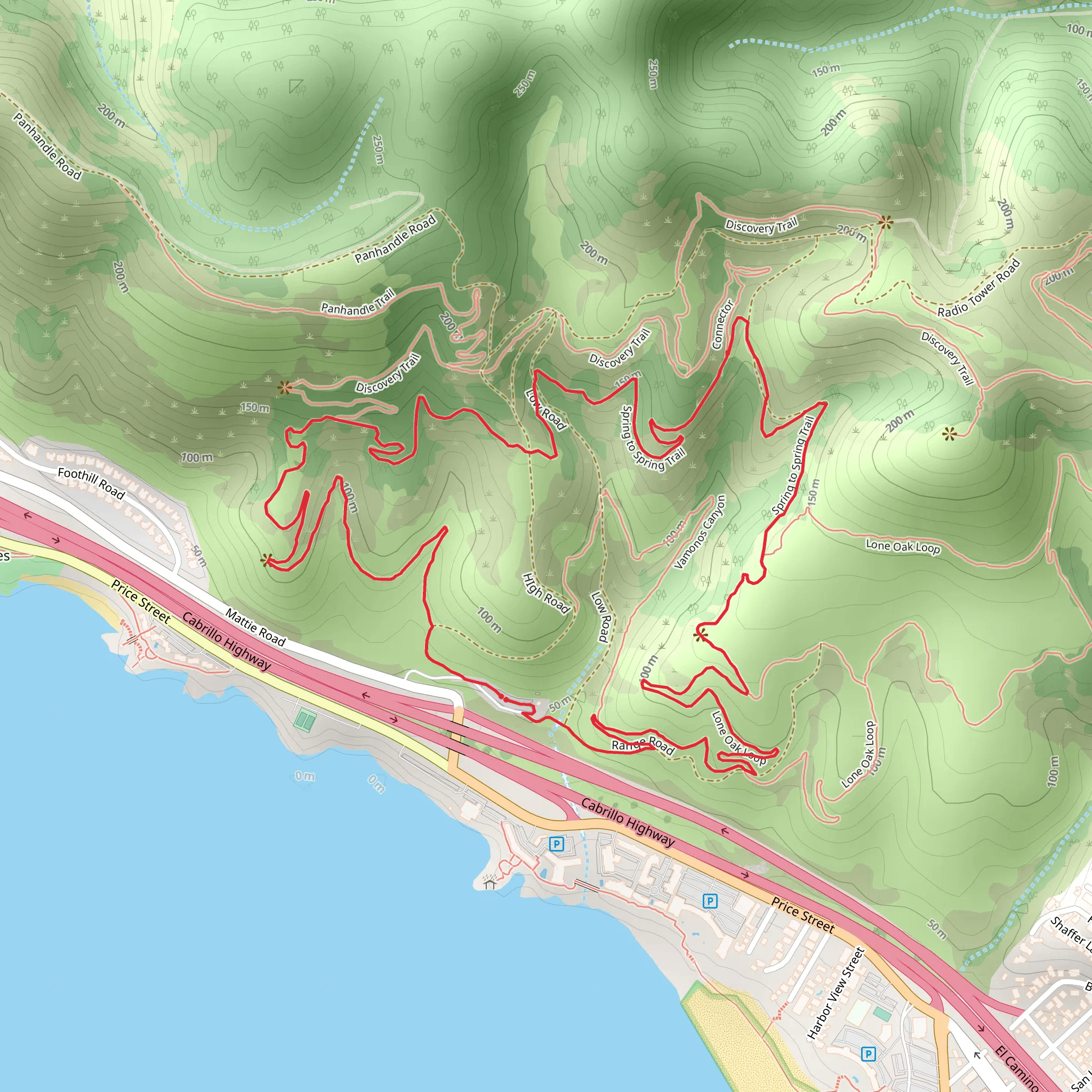 Lone Oak and Spring to Spring Loop Trail mobile static map