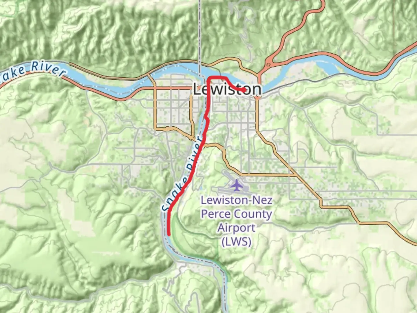 An image depicting the trail Snake River via Levee Path and its surrounding area.