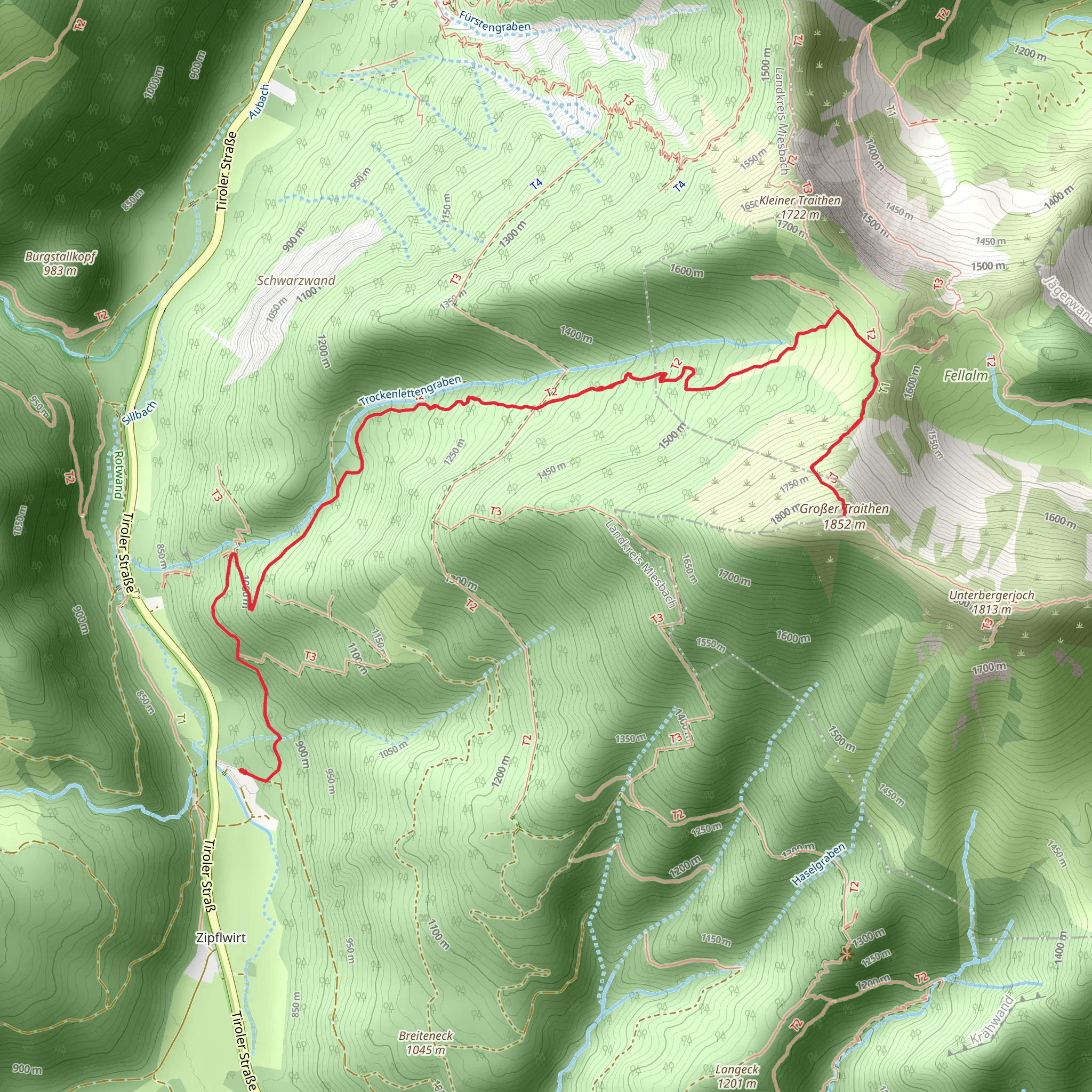 Großer Traithen Peak Walk via Wanderweg 658 Brunnstein mobile static map