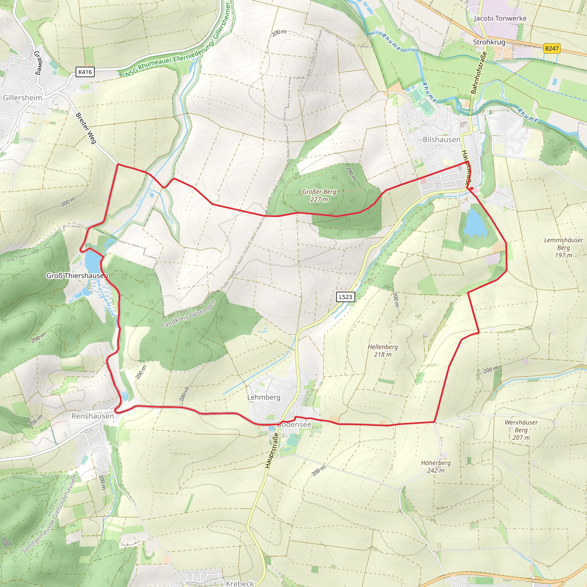 Thiershaeuser Teich via Solling-Harz-Querweg mobile static map