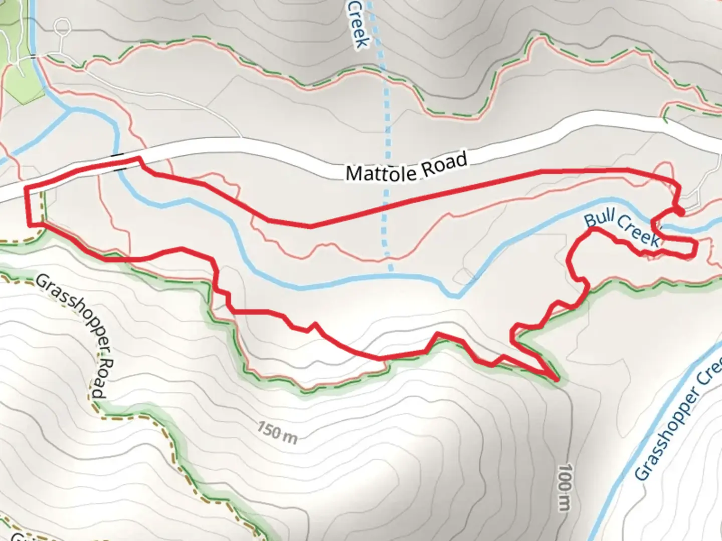 An image depicting the trail Bull Creek Loop Trail and its surrounding area.