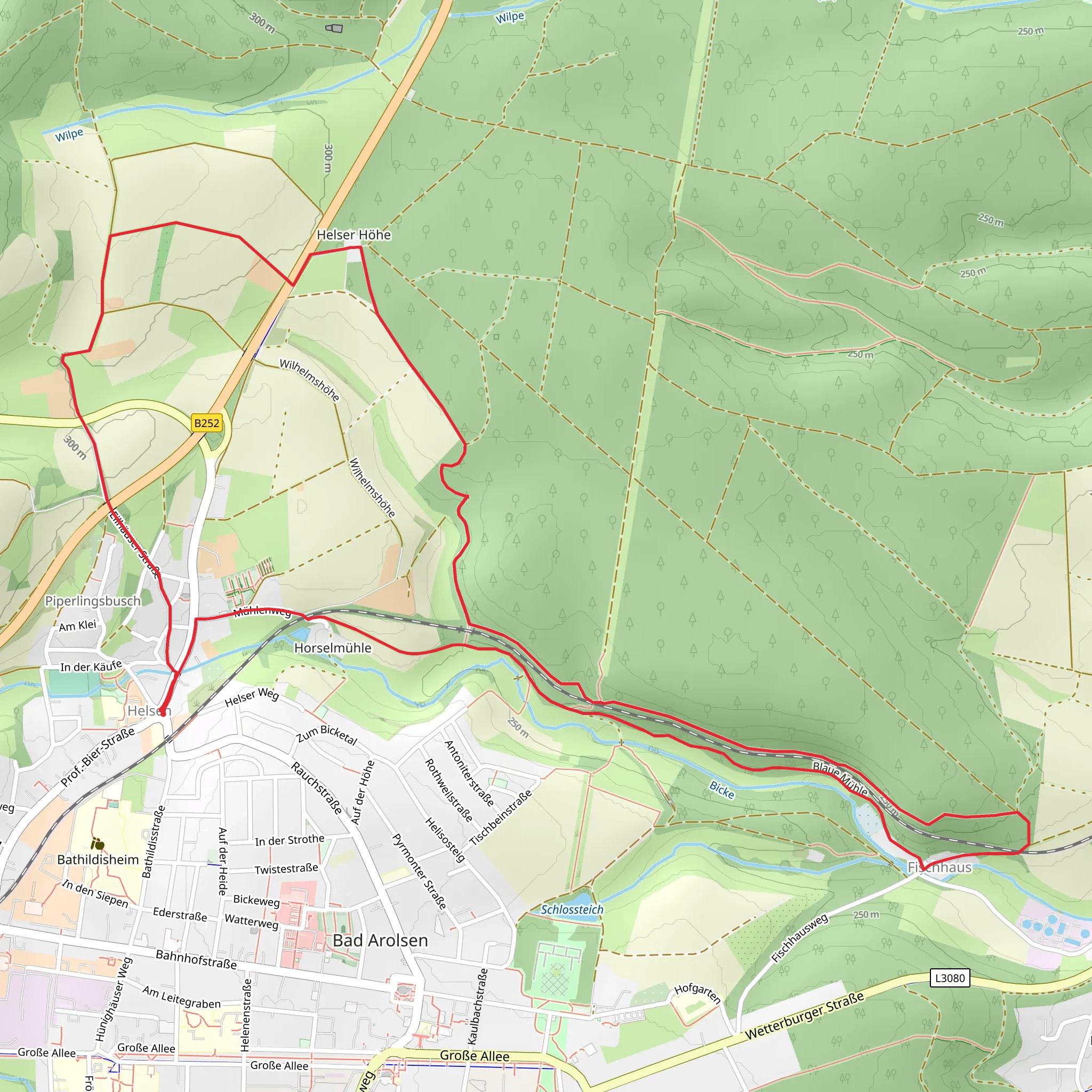 Bad Arolsen Wanderweg H3 and H4 mobile static map