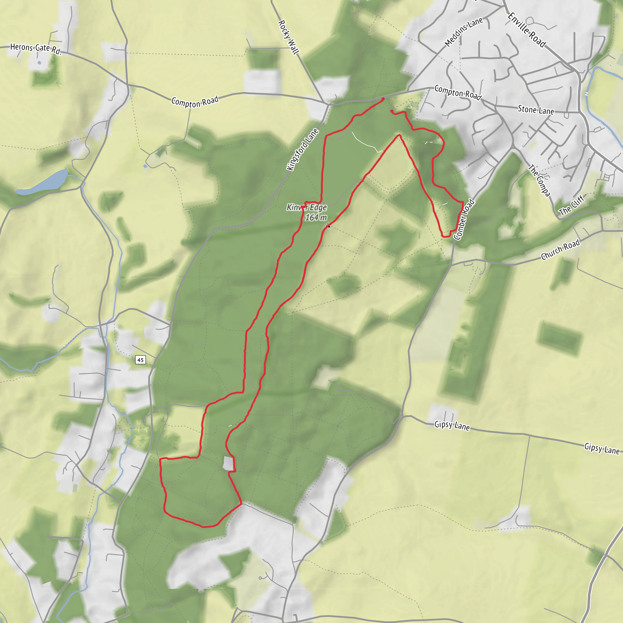 Hike from Kinver via Vale's Rock mobile static map