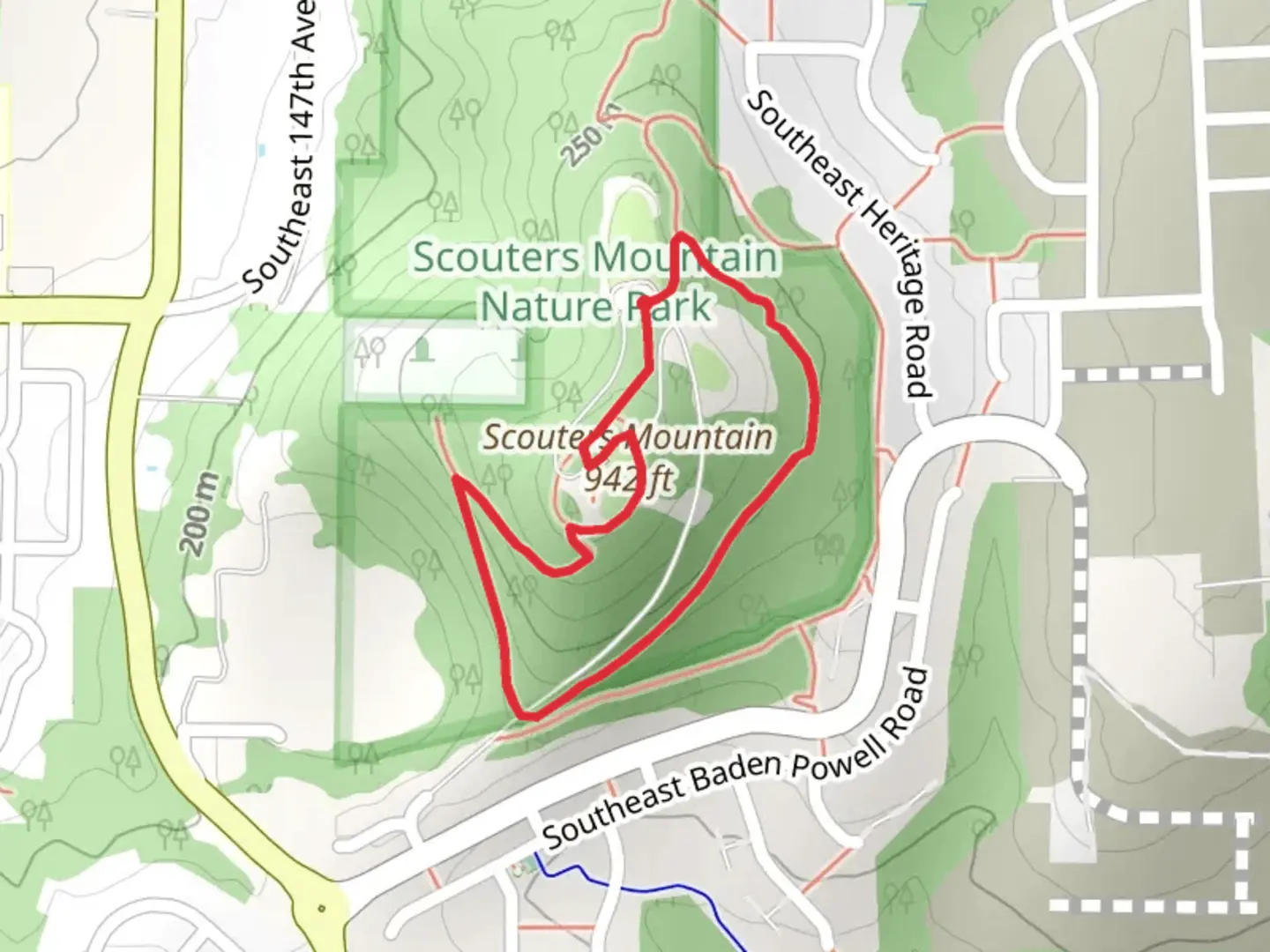 An image depicting the trail Scouter Mountain and Boomer Loop Trail and its surrounding area.