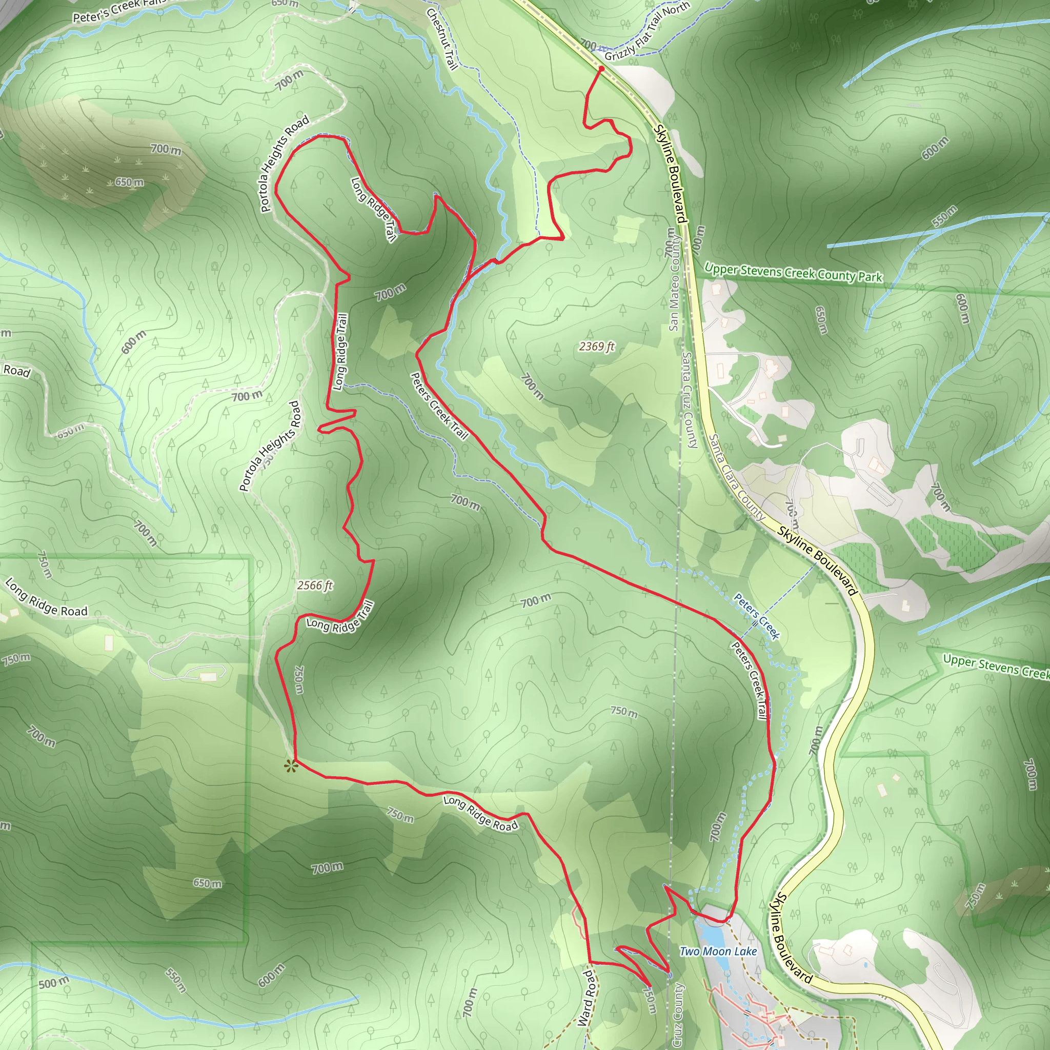 Peters Creek - Grizzly Flat and Long Ridge Loop Trail mobile static map