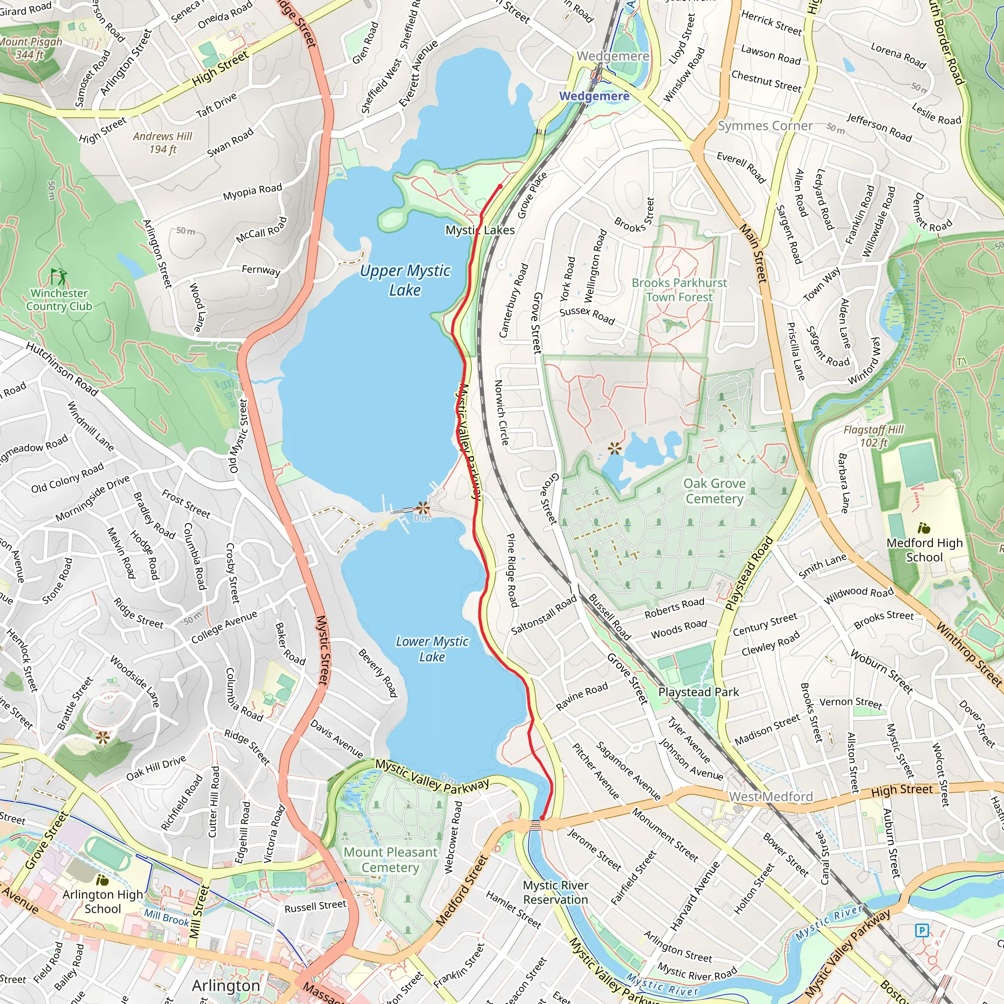 Upper and Lower Mystic Lake mobile static map