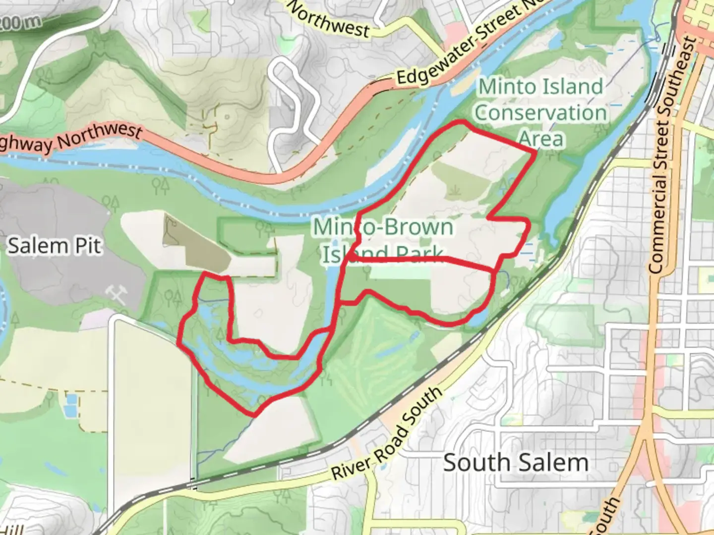 An image depicting the trail Willamette River Loop and its surrounding area.