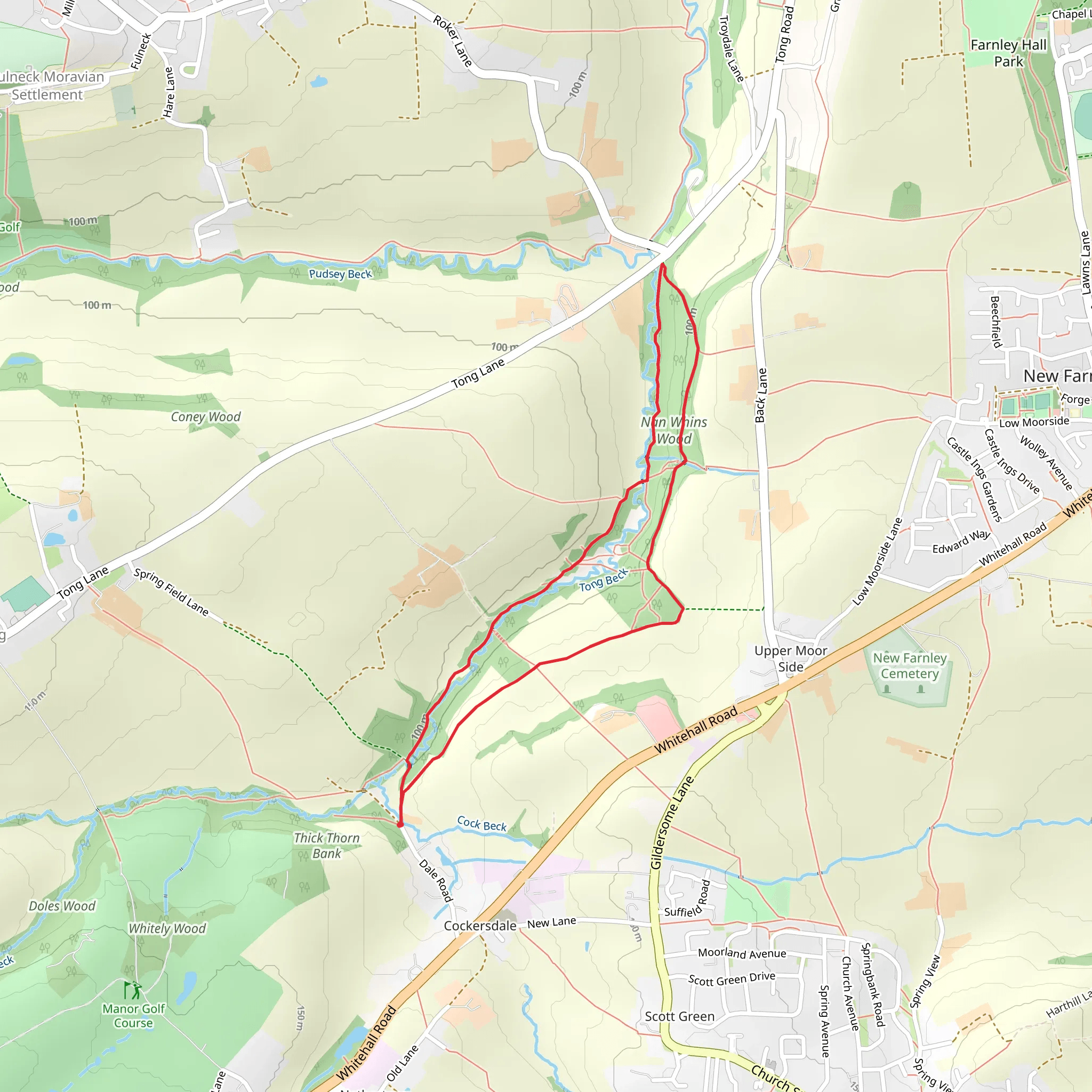 Leeds Country Way and Nan Whins Wood mobile static map