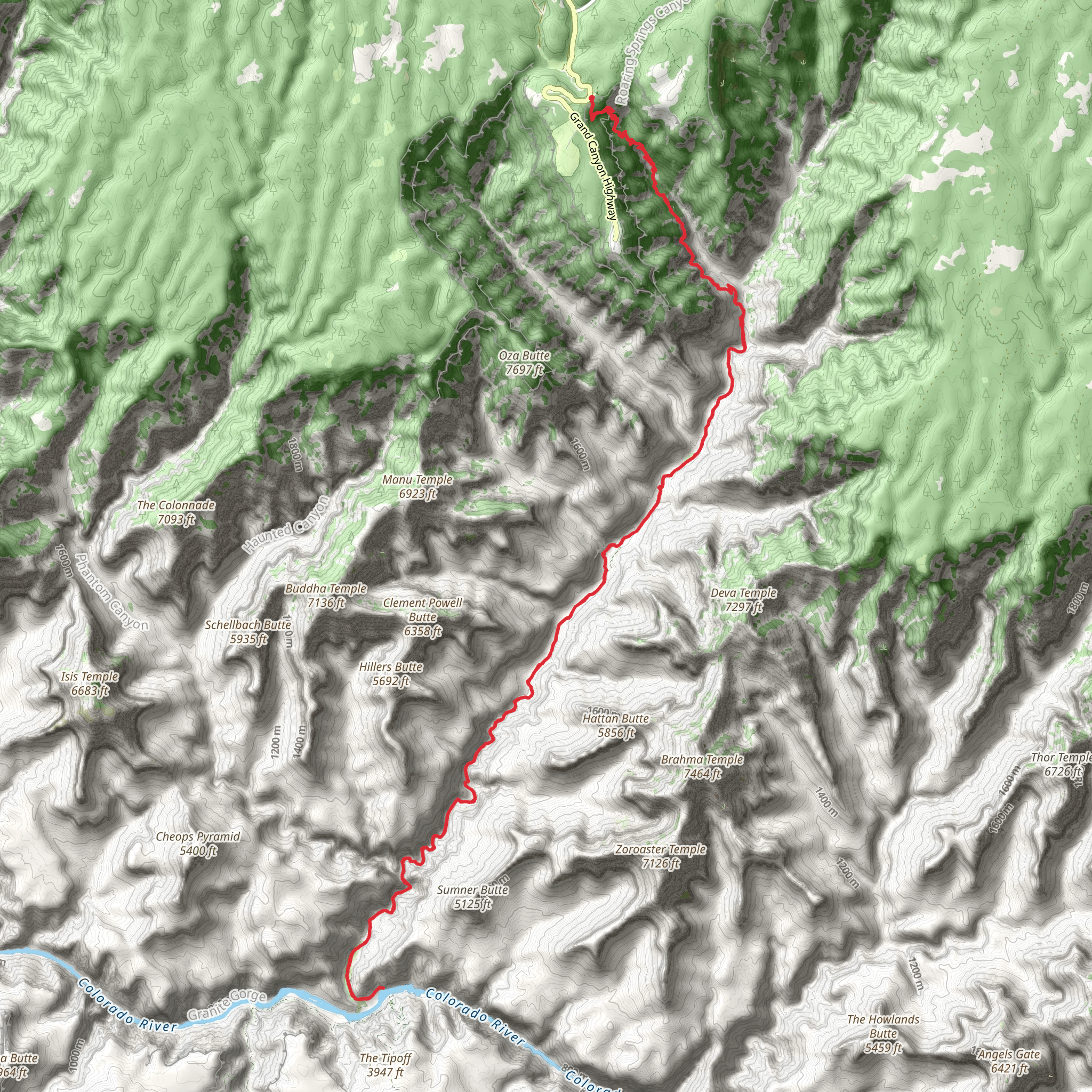 North Kaibab Trail and Arizona Trail mobile static map