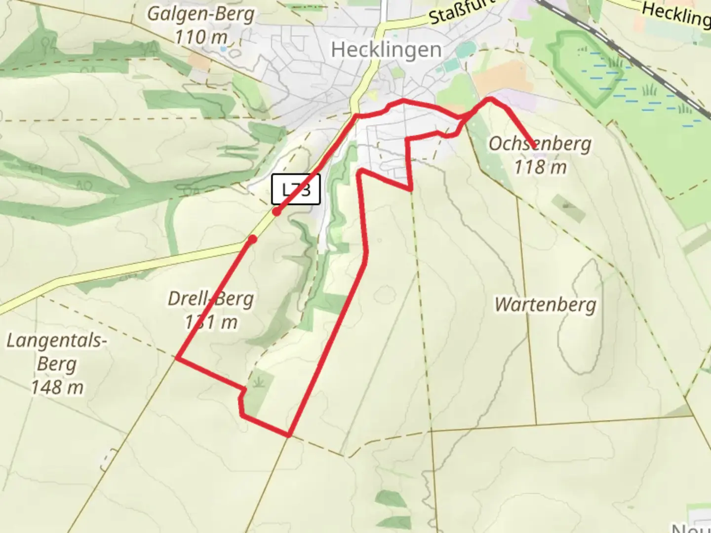 An image depicting the trail Ochsenberg Loop and its surrounding area.