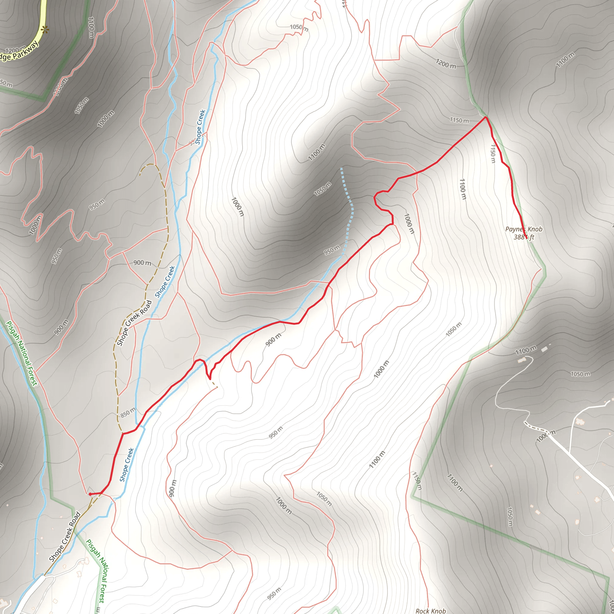 Paynes Knob Out and Back mobile static map