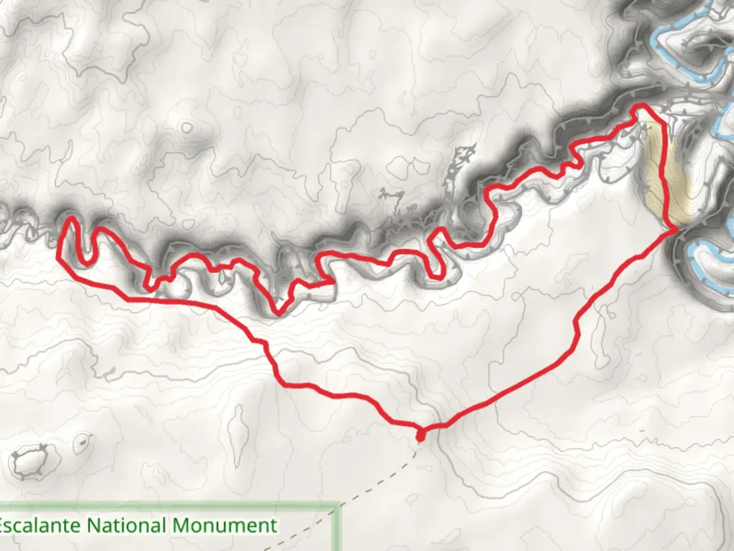 An image depicting the trail Crack-in-the-Wall and Coyote Gulch Loop and its surrounding area.