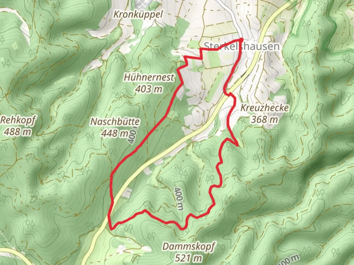 An image depicting the trail Sterkelshausen Rundweg and its surrounding area.