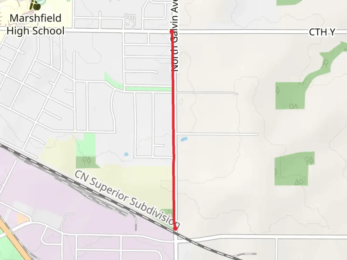 An image depicting the trail Galvin Avenue Trail and its surrounding area.