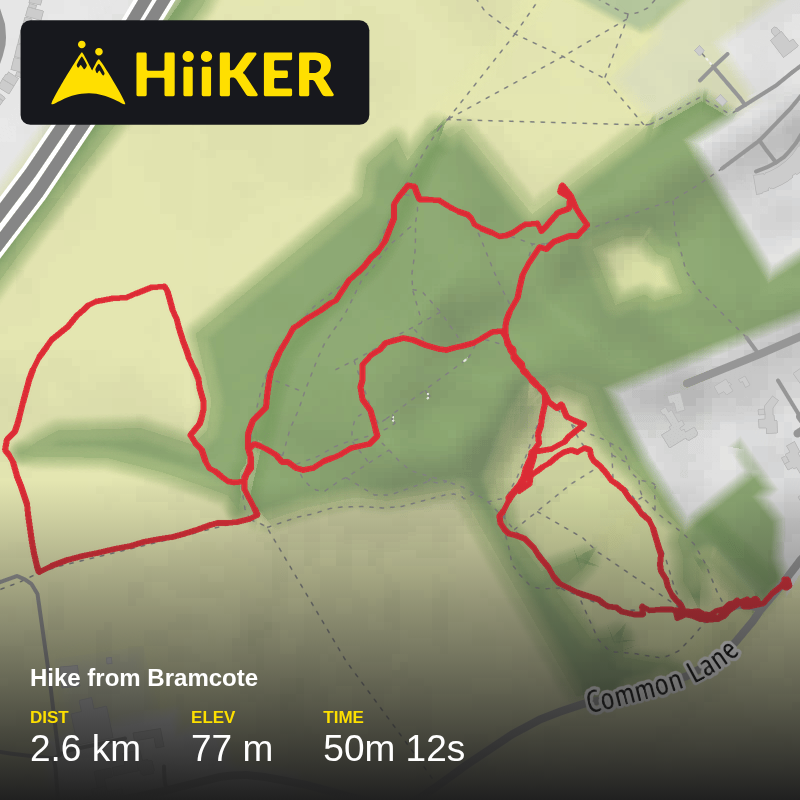 A map preview of the recording Hike from Bramcote.