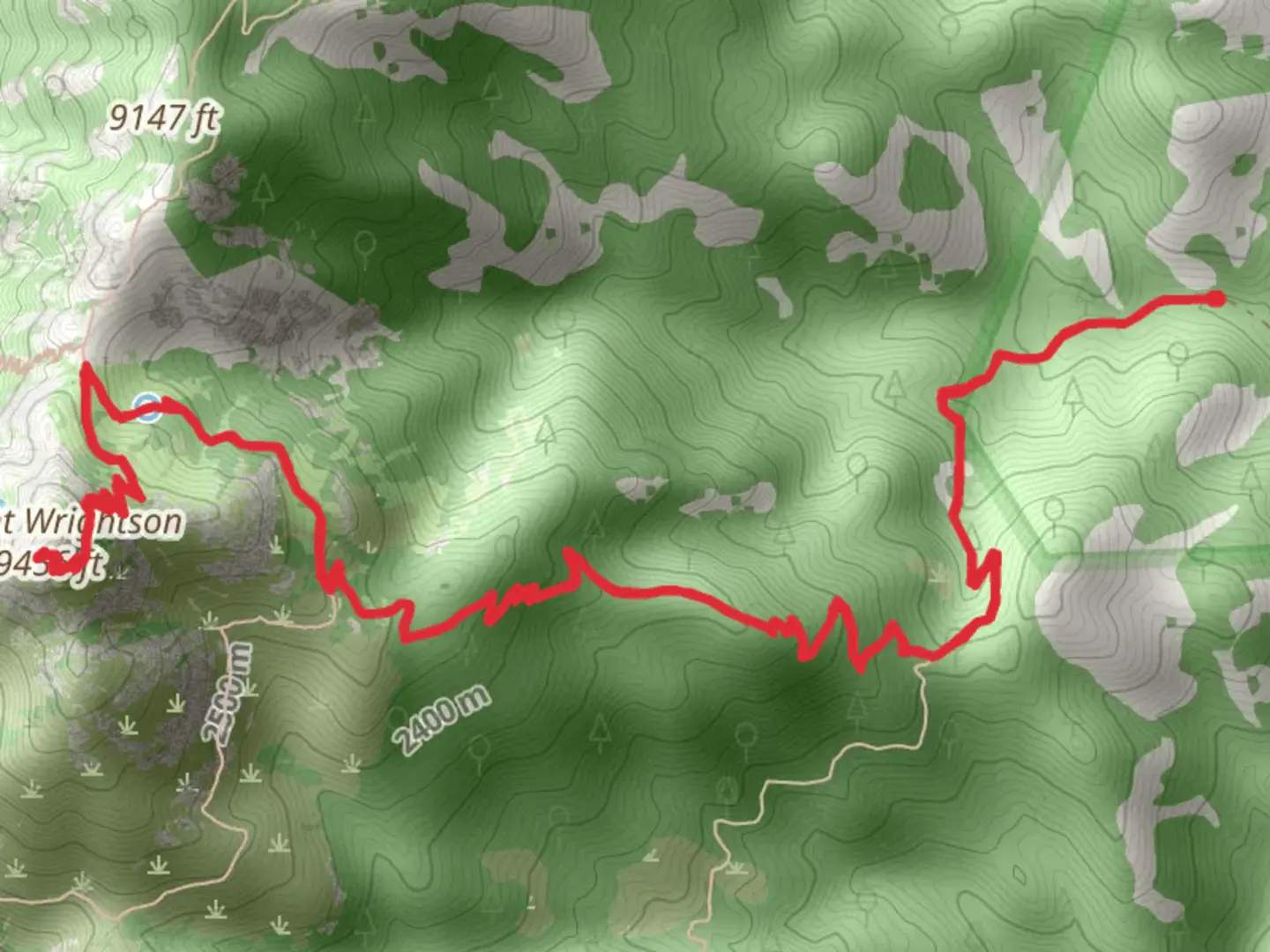 An image depicting the trail Mount Wrightson via Gardner Canyon Trail and its surrounding area.