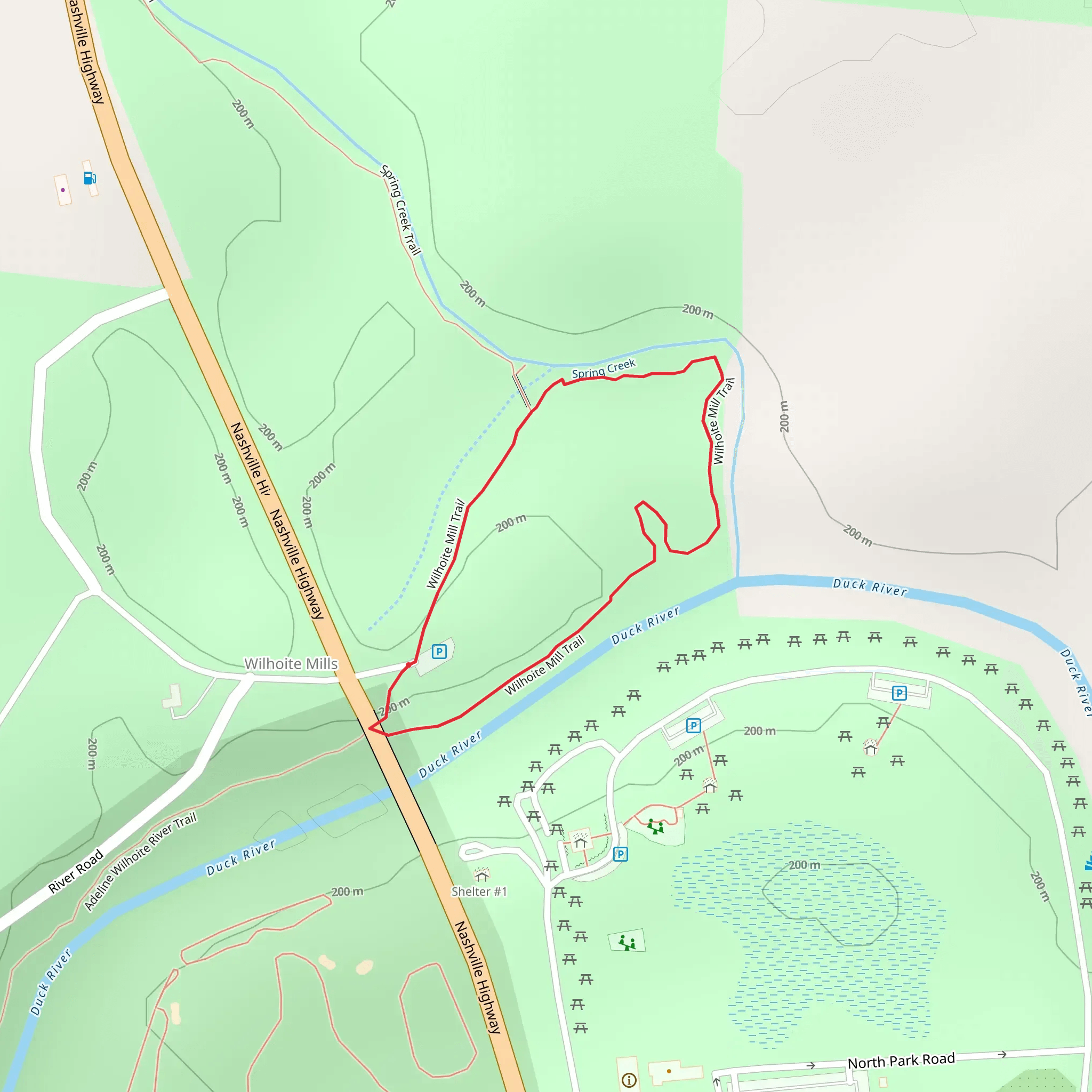 Wilhoite Mill Loop Trail mobile static map
