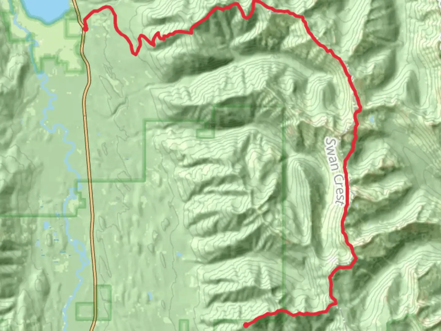 An image depicting the trail Warrior Mountain, Gildart Mountain and Spring Slide Mountain and its surrounding area.