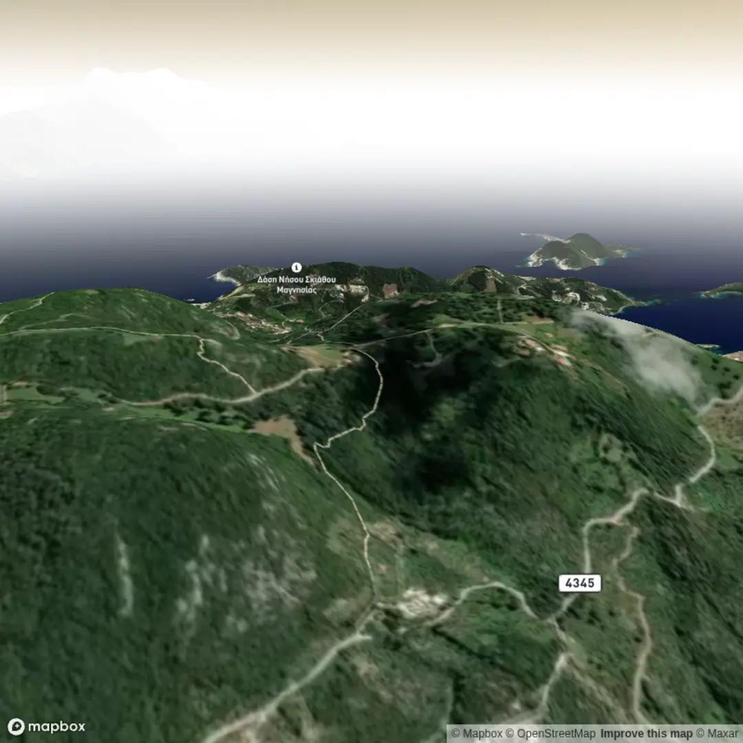 An image depicting the trail Skiathos - Monastery Loop Trail and its surrounding area.