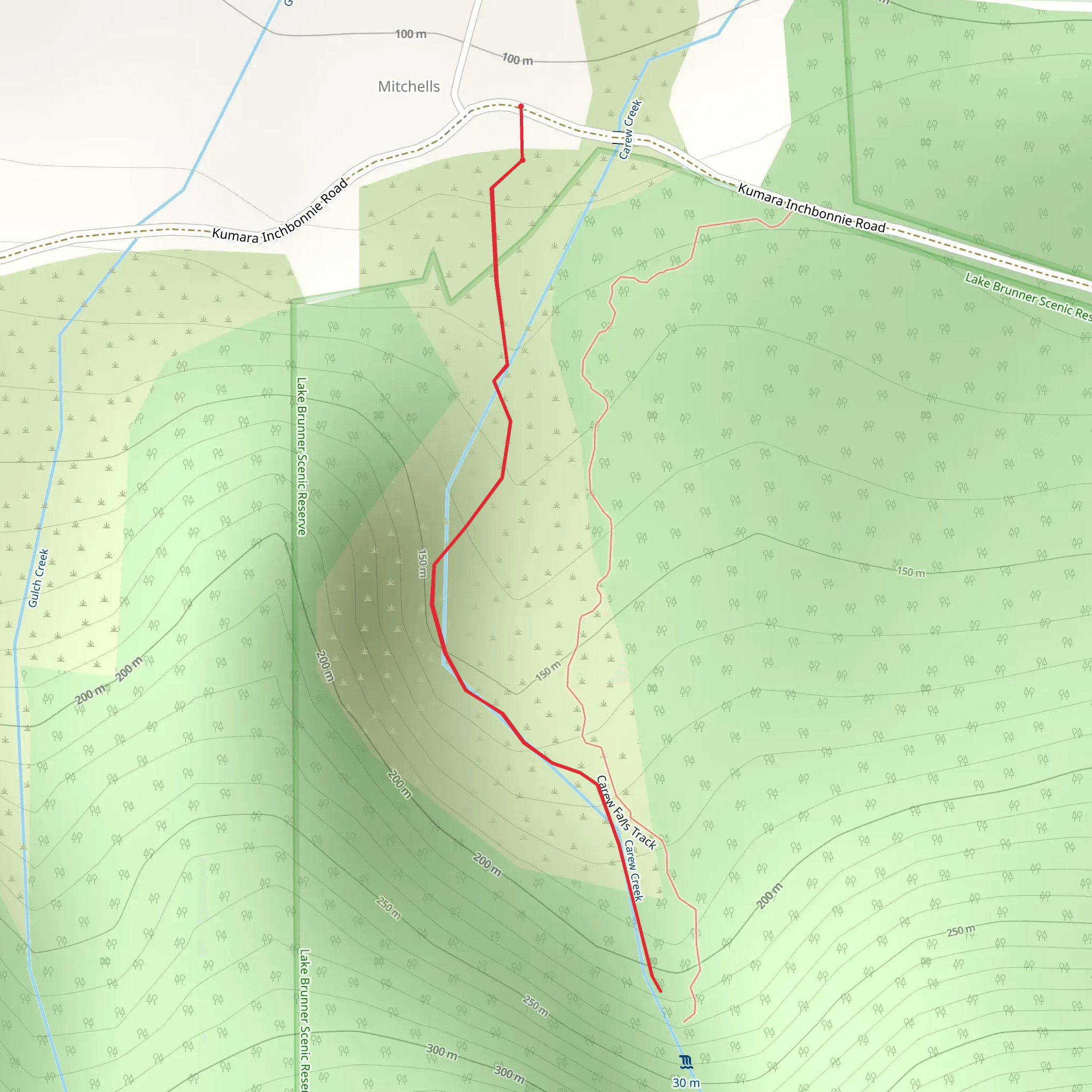 Carew Falls Track mobile static map