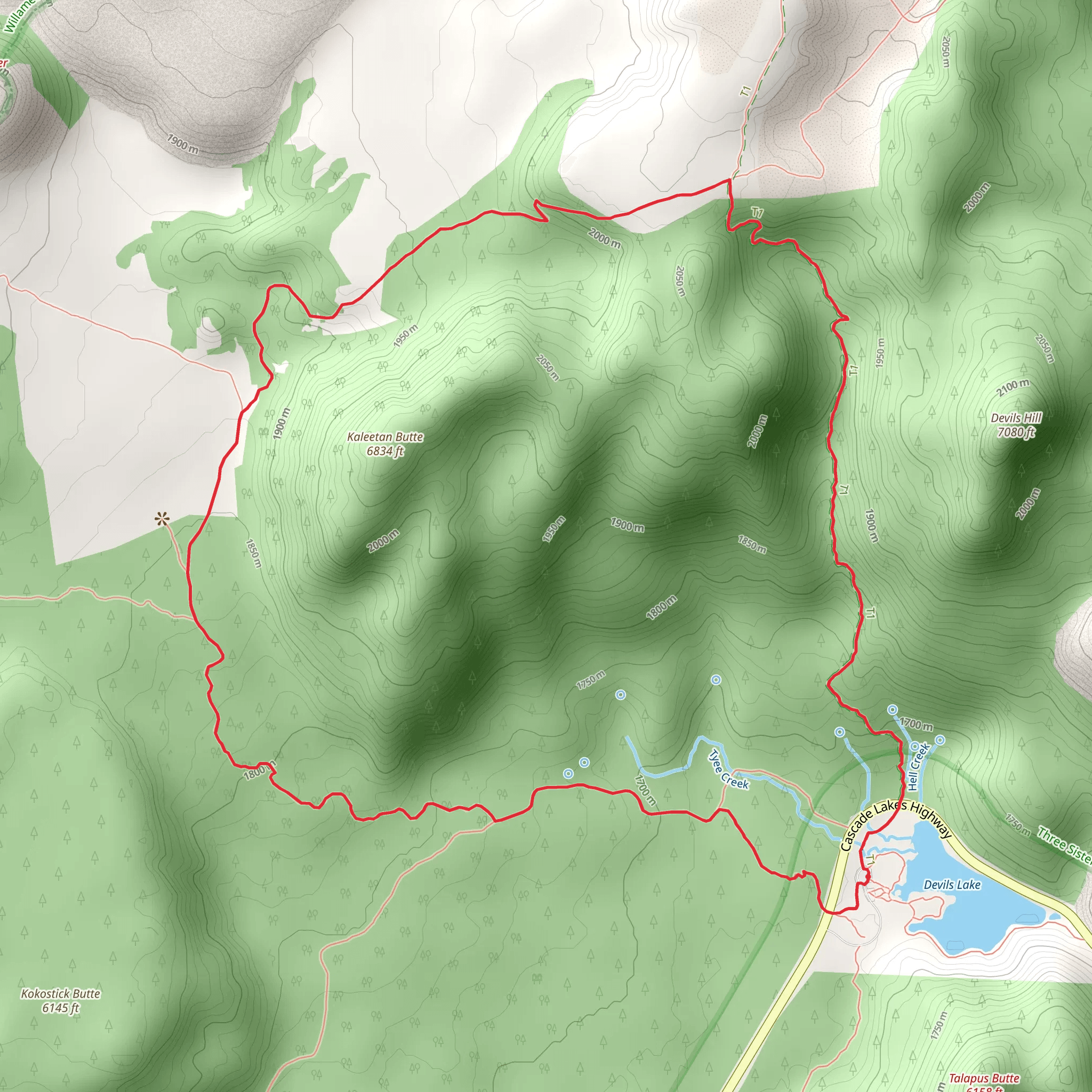 South Sister Climber Trail and Three Sisters Loop Trail mobile static map