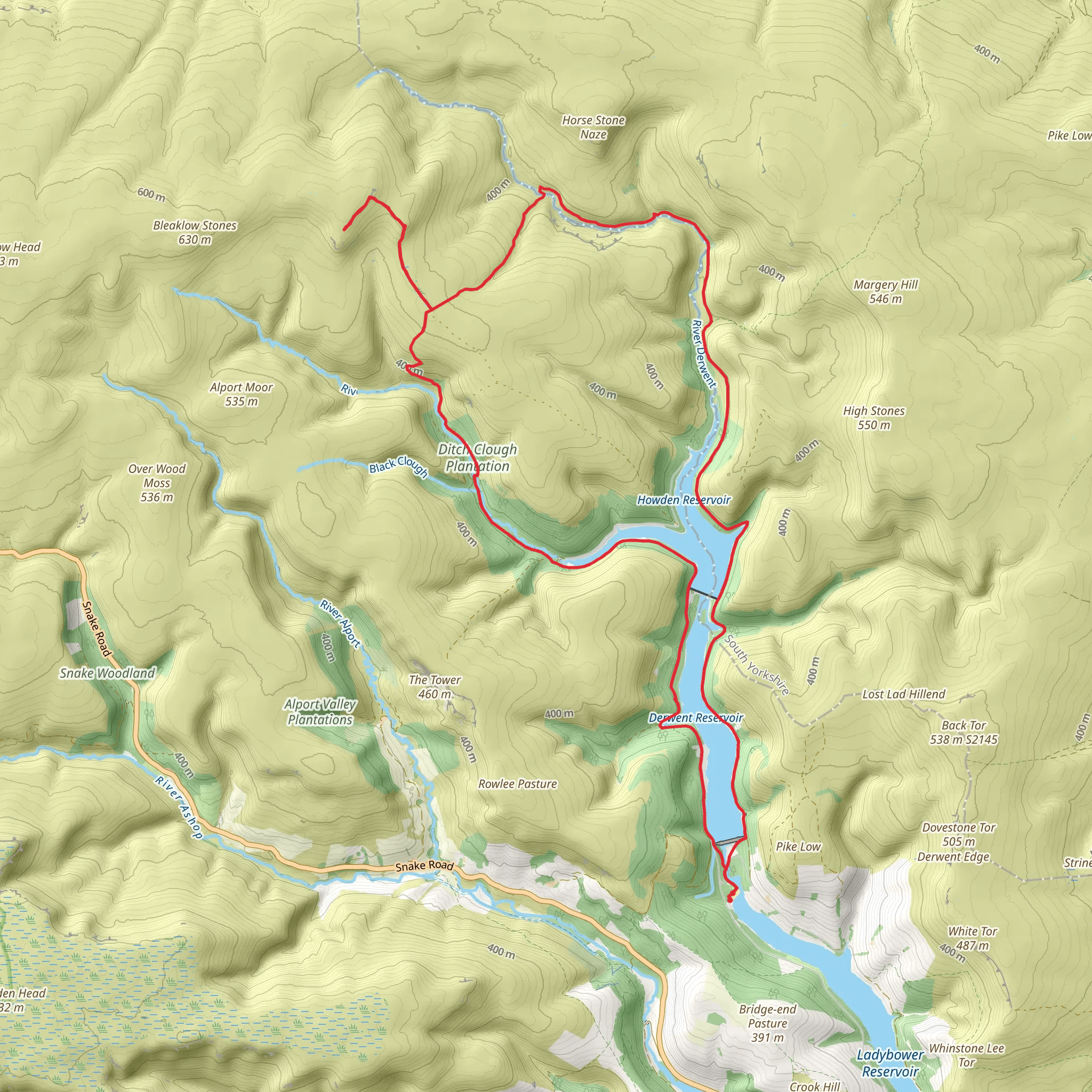 Fairholmes to Grinah & Barrow Stones mobile static map