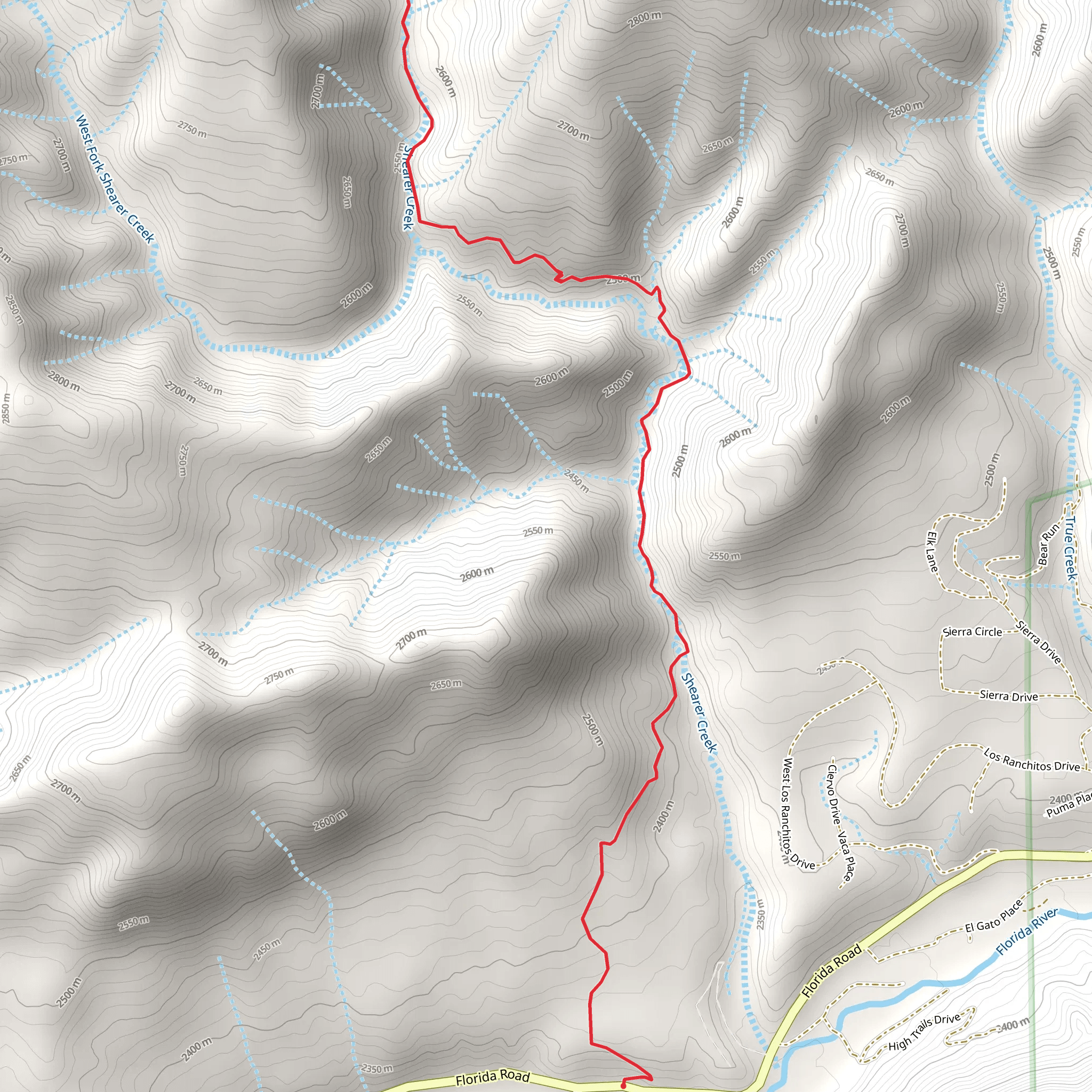 Shearer Creek Trail - Short mobile static map
