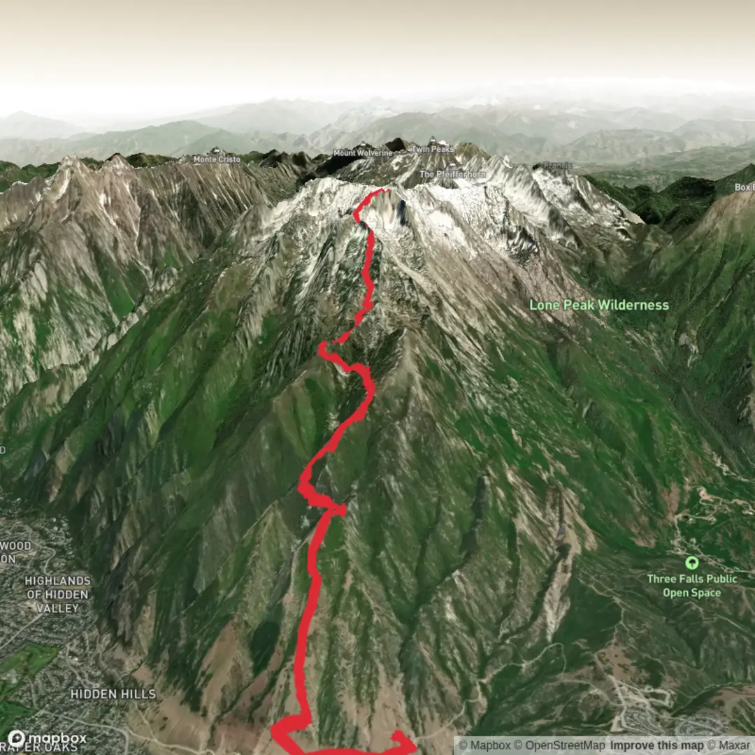 An image depicting the trail Lone Peak Hike and its surrounding area.