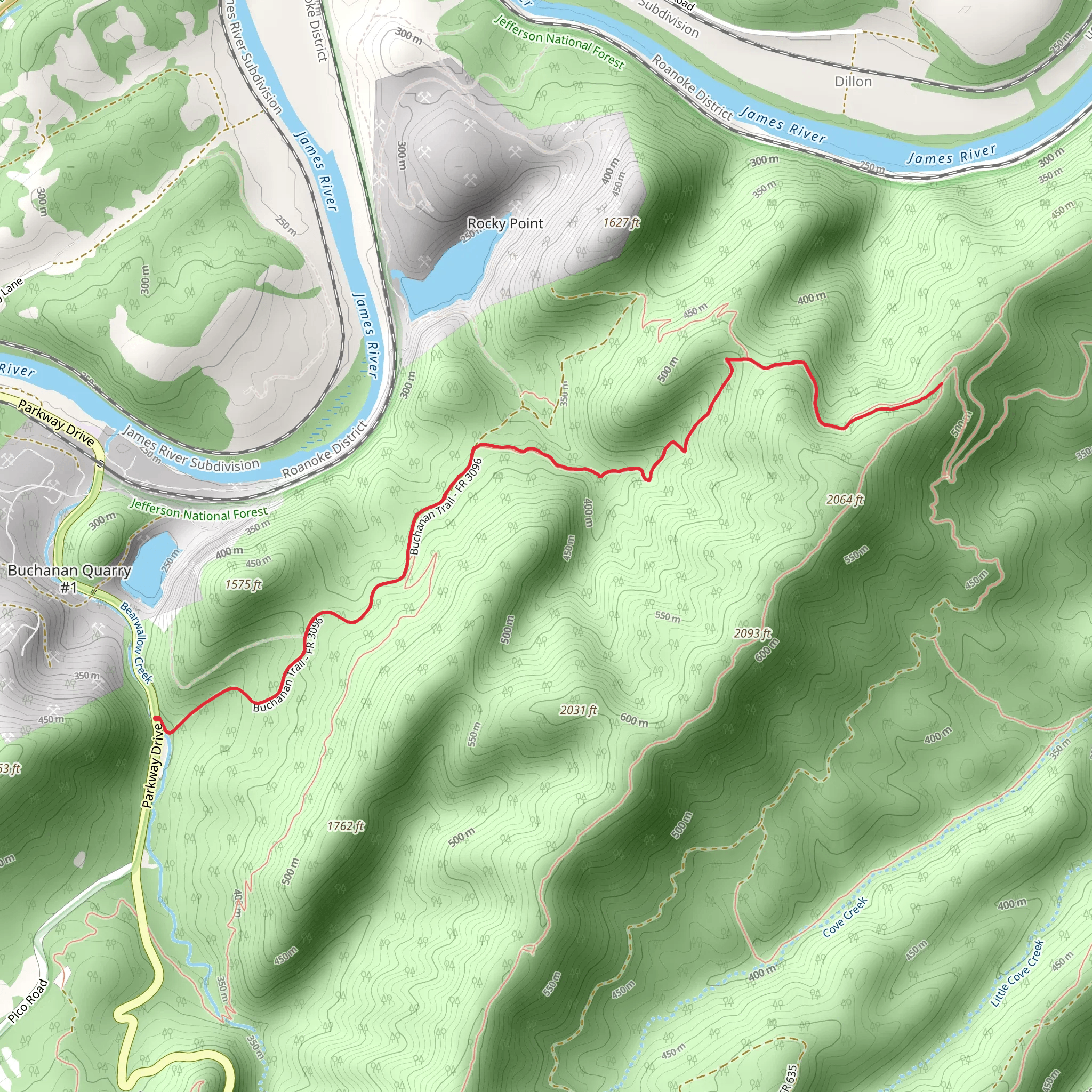 Buchanan Trail mobile static map