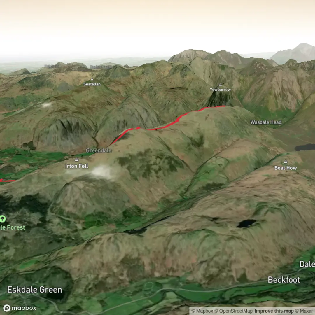 An image depicting the trail Above Wast Water and its surrounding area.