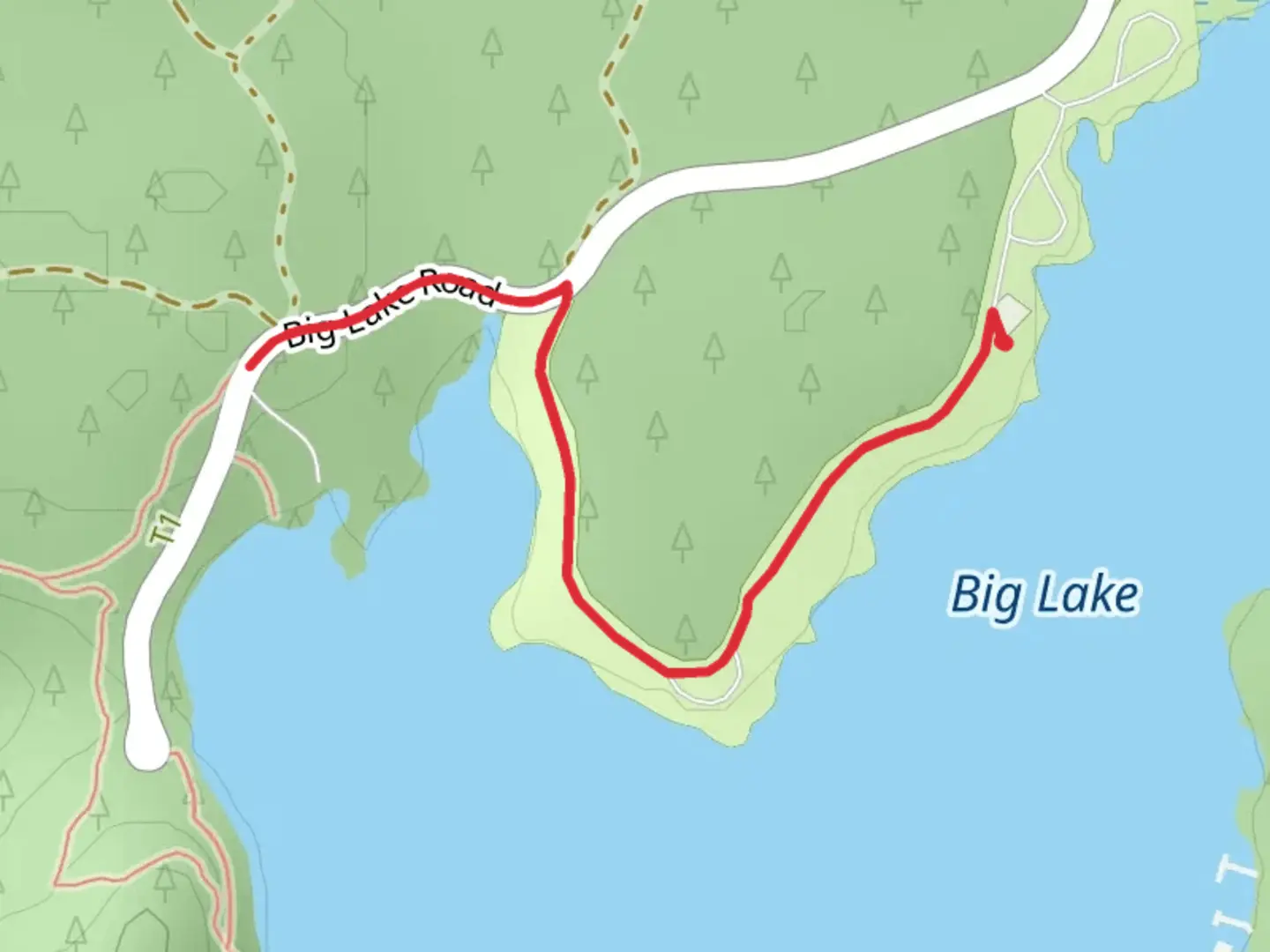 An image depicting the trail Big Lake and Campground and its surrounding area.